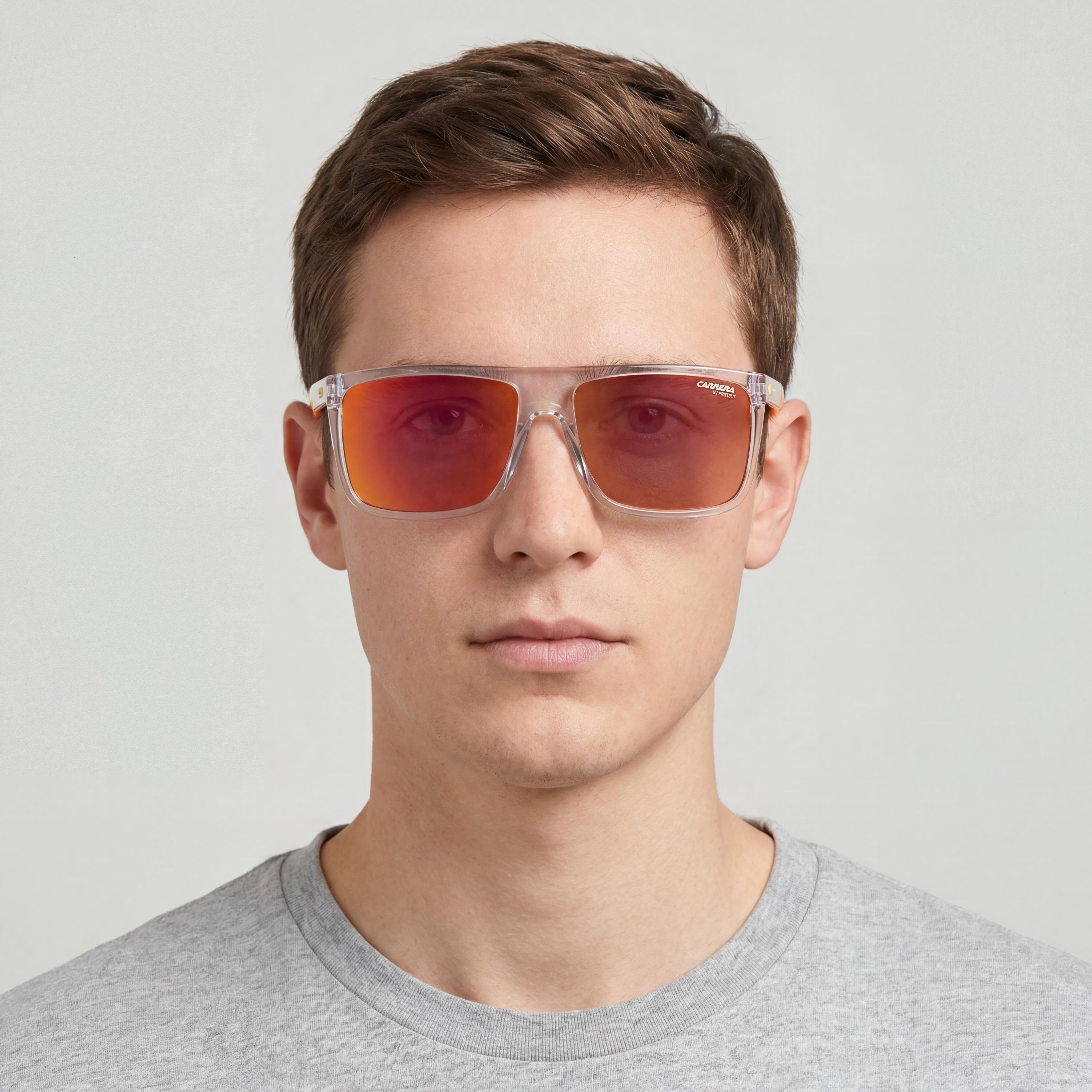 Carrera Modern Unisex Rectangle Transparent White Polyamide Frame Sunglasses with Crystal Lenses, UV Protection 58-16-145mm, Photo 3