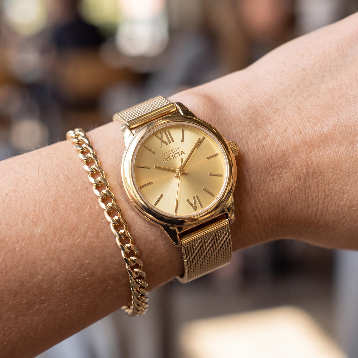 Invicta Angel Lady Classic Gold Stainless Steel Unisex 30mm Watch with Bezel Markings, Arabic Numerals, High Contrast Hands, Photo 3