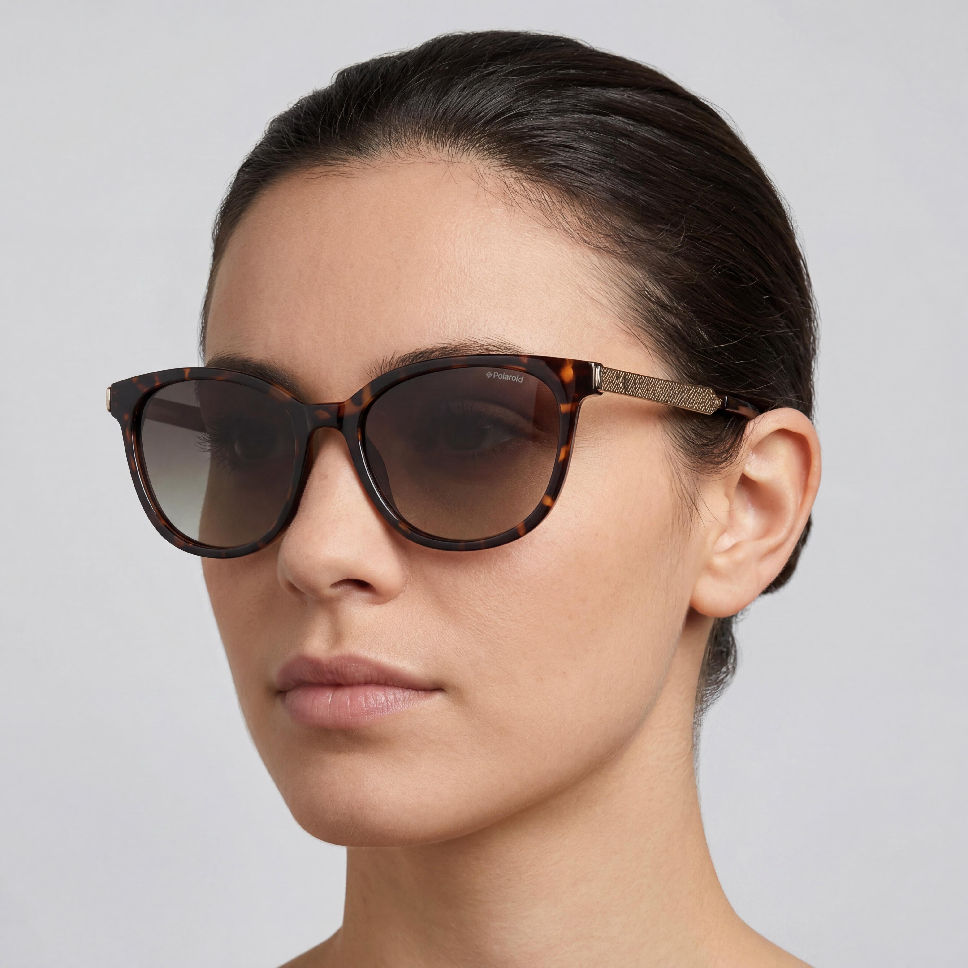 Gafas de sol Polaroid Pld 4125/G/S para mujer, color blanco y marrón, con montura de CO-POLYESTER ecológico, lentes marrones con protección UV, 52 mm, Photo 4