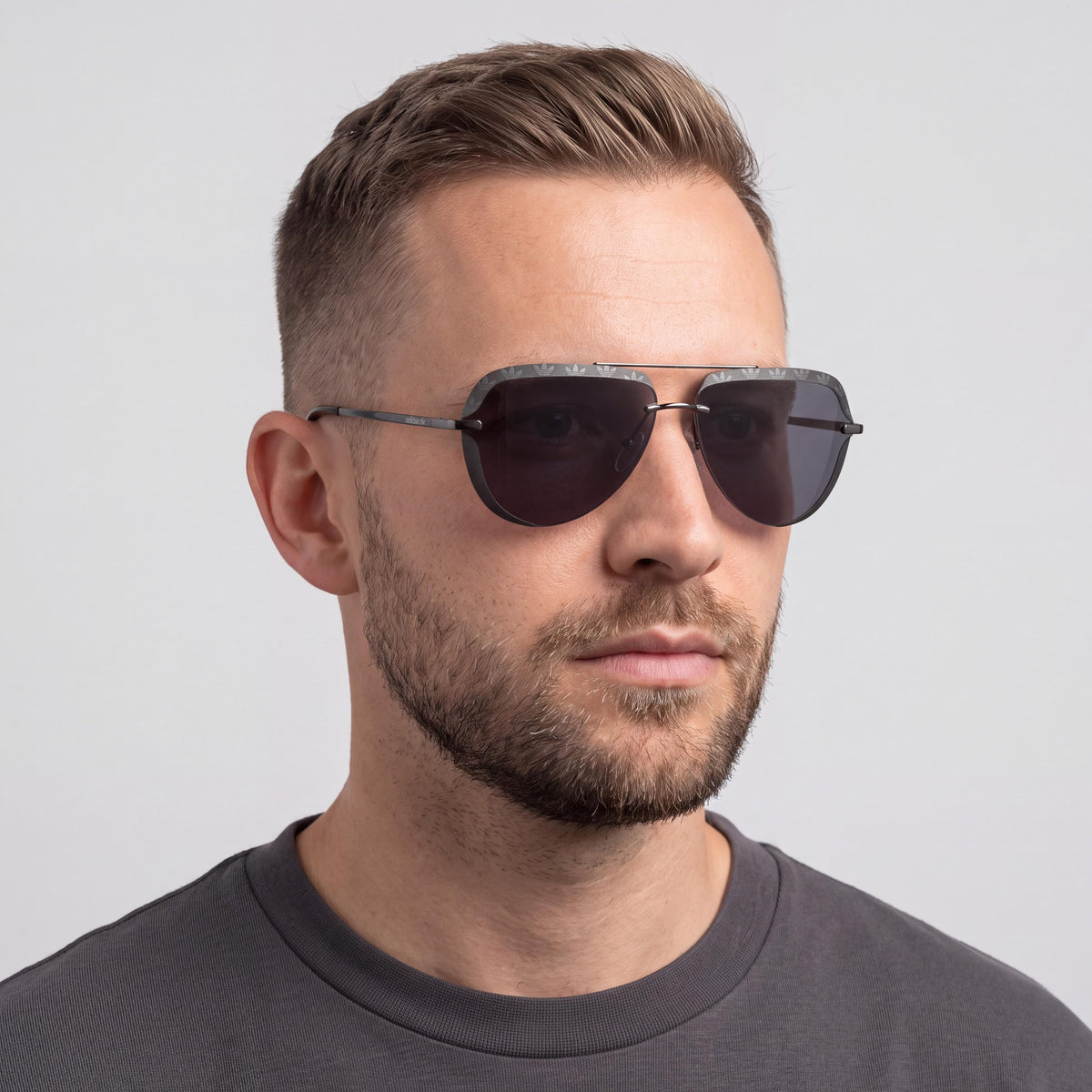 adidas Originals Semi Rimless Men's Sunglasses, Anthrazit Metal Frame, Polycarbonate Smoke Lenses 63mm, Photo 4