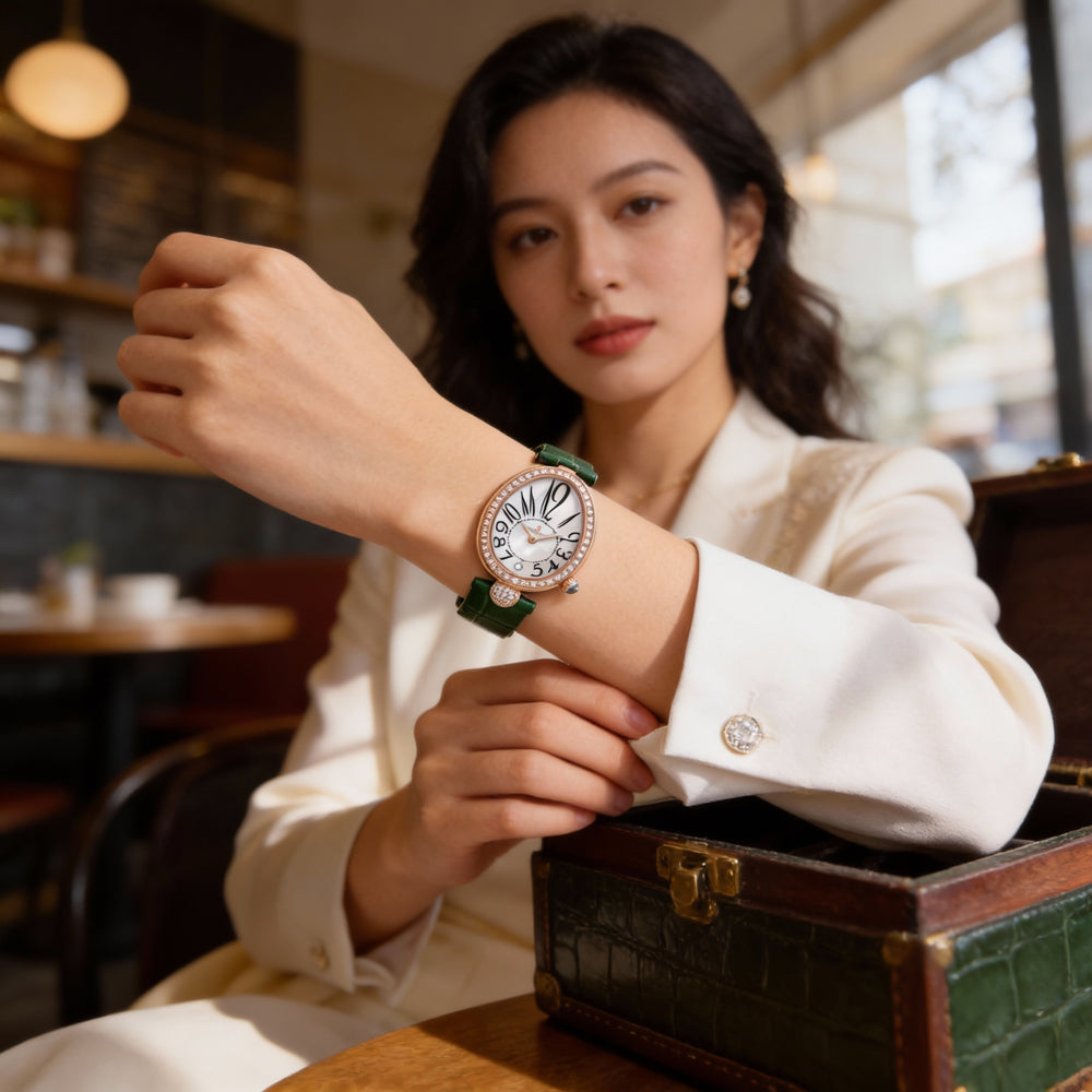 Christian Van Sant Women's Florentine CV4296 White Stainless Steel Case, Leather Strap, Mother of Pearl Dial Watch