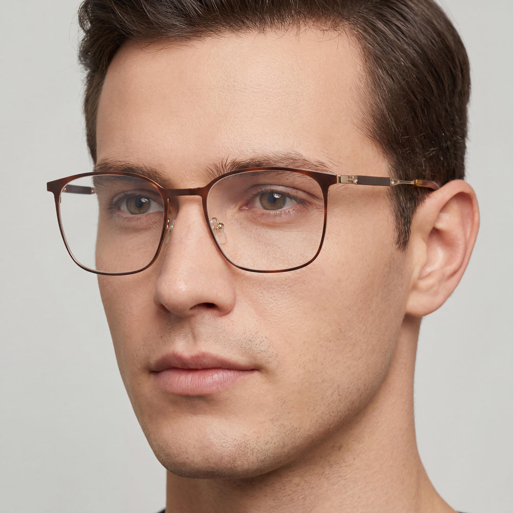 Gafas de titanio cuadradas unisex Salvatore Ferragamo Sf2566 Carey Dorado 54mm