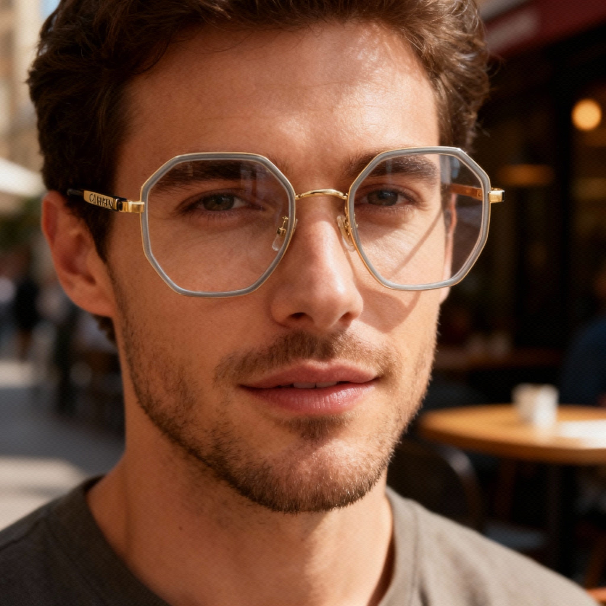 Carrera 3034 Men's Octagonal Grey Stainless Steel Durable Optical Eyeglasses Frame 51-140-22, Photo 4