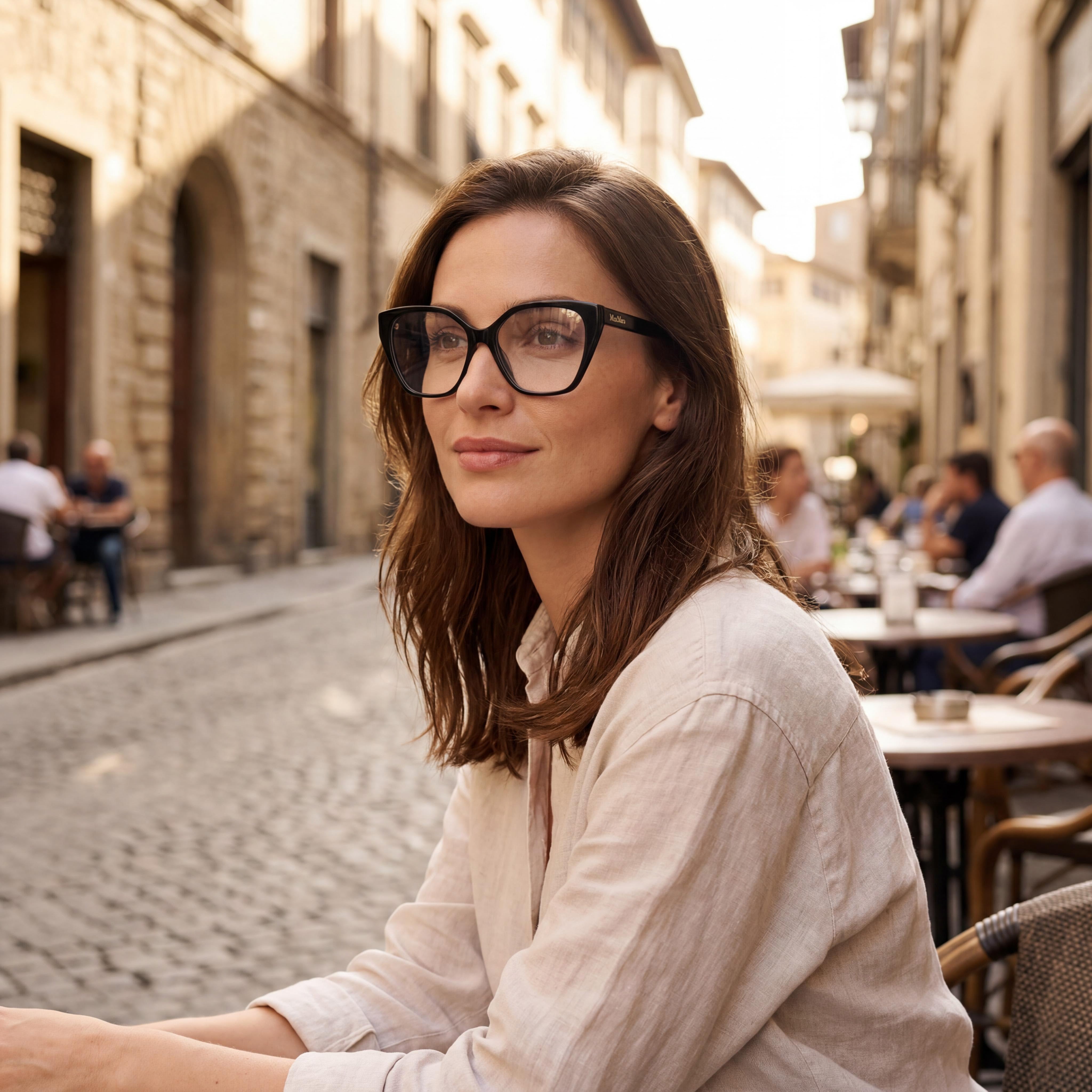 MaxMara Mm5085 Women's Eyeglasses with Shiny Black Plastic Frame, Lens Width 55mm, Bridge 15mm, Temple 140mm, Photo 4
