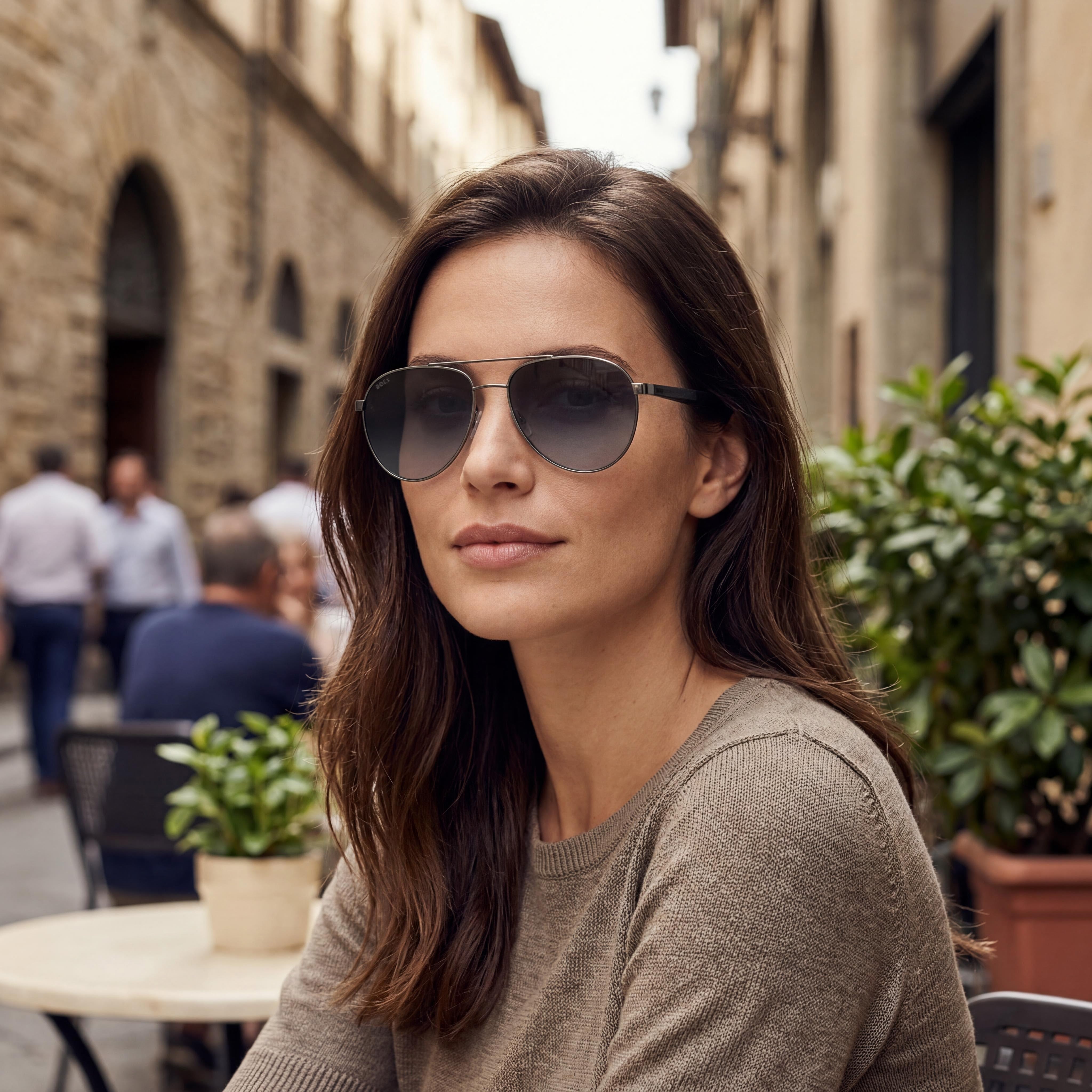 Hugo Boss Brown Grey Aviator Sunglasses Unisex, 60mm, Photo 5