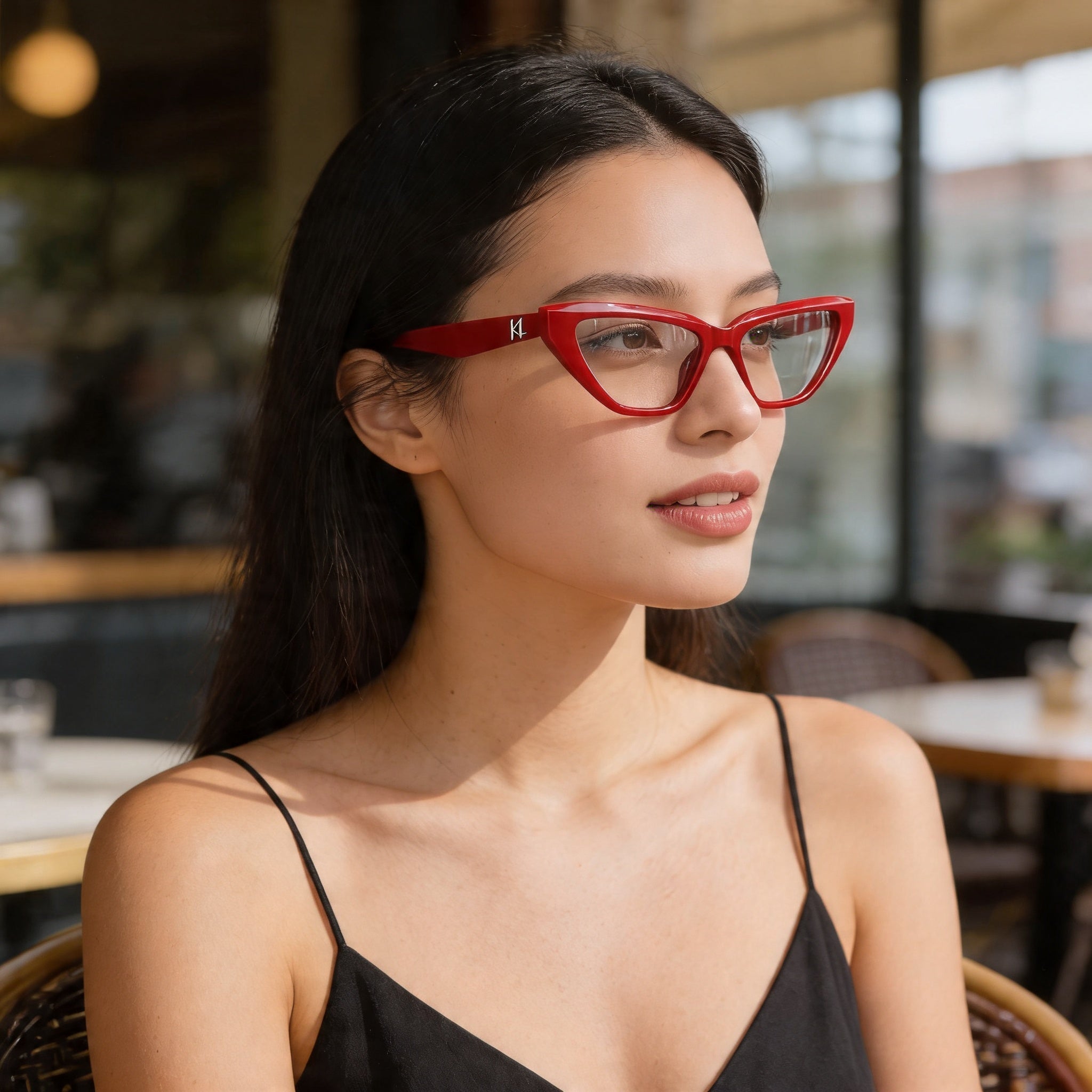 KARL LAGERFELD Kl6175 Women's Red Acetate Optical Frames with Transparent Polycarbonate Lenses - Size 53-16-140, Photo 6
