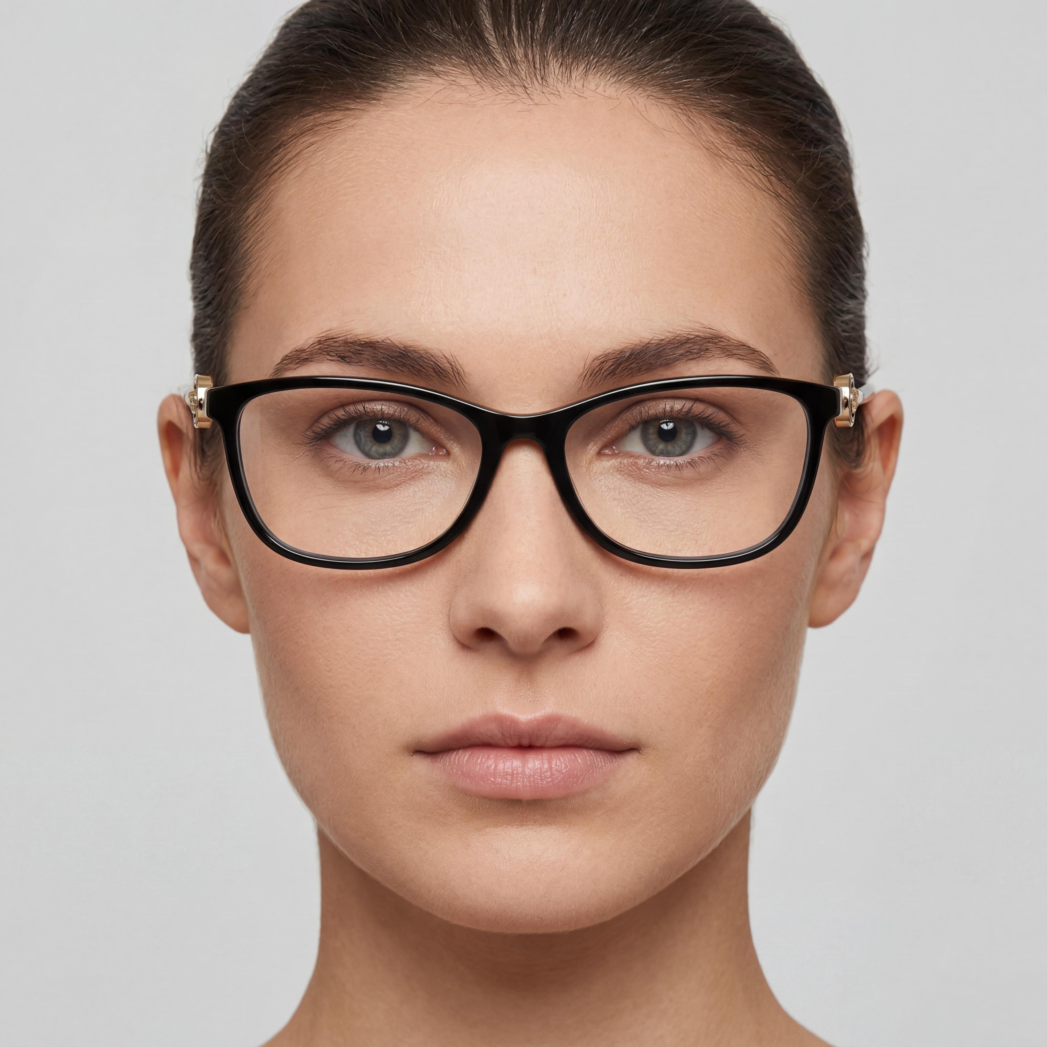 Gafas Versace Modern para mujer, montura completa de plástico negro con lentes transparentes, 55-16-140 mm, Photo 4
