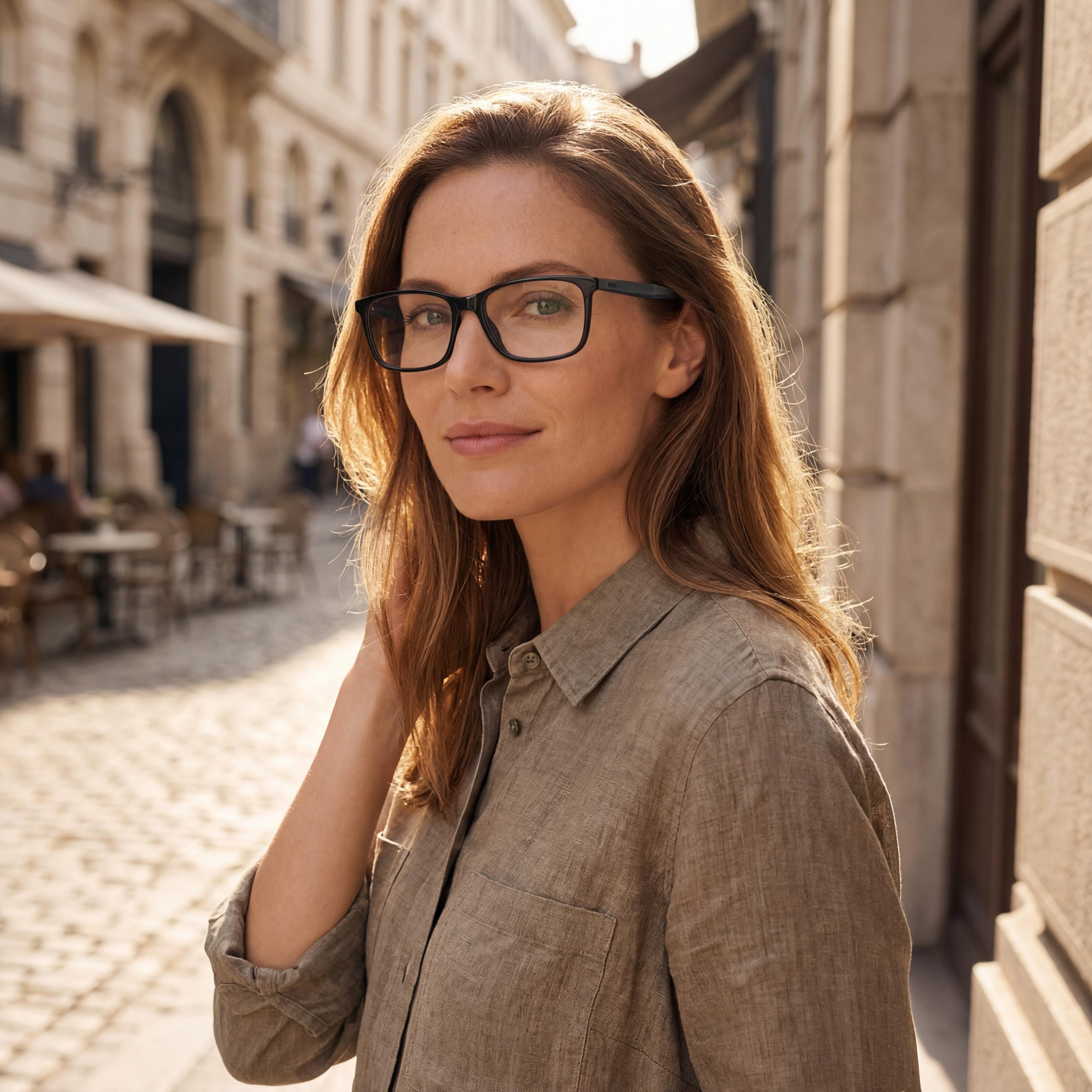 Hugo Boss Gafas de Sol Clásicas para Mujer, Montura de Plástico Negro, Lentes Transparentes no Polarizadas, 57-17-145, Photo 3