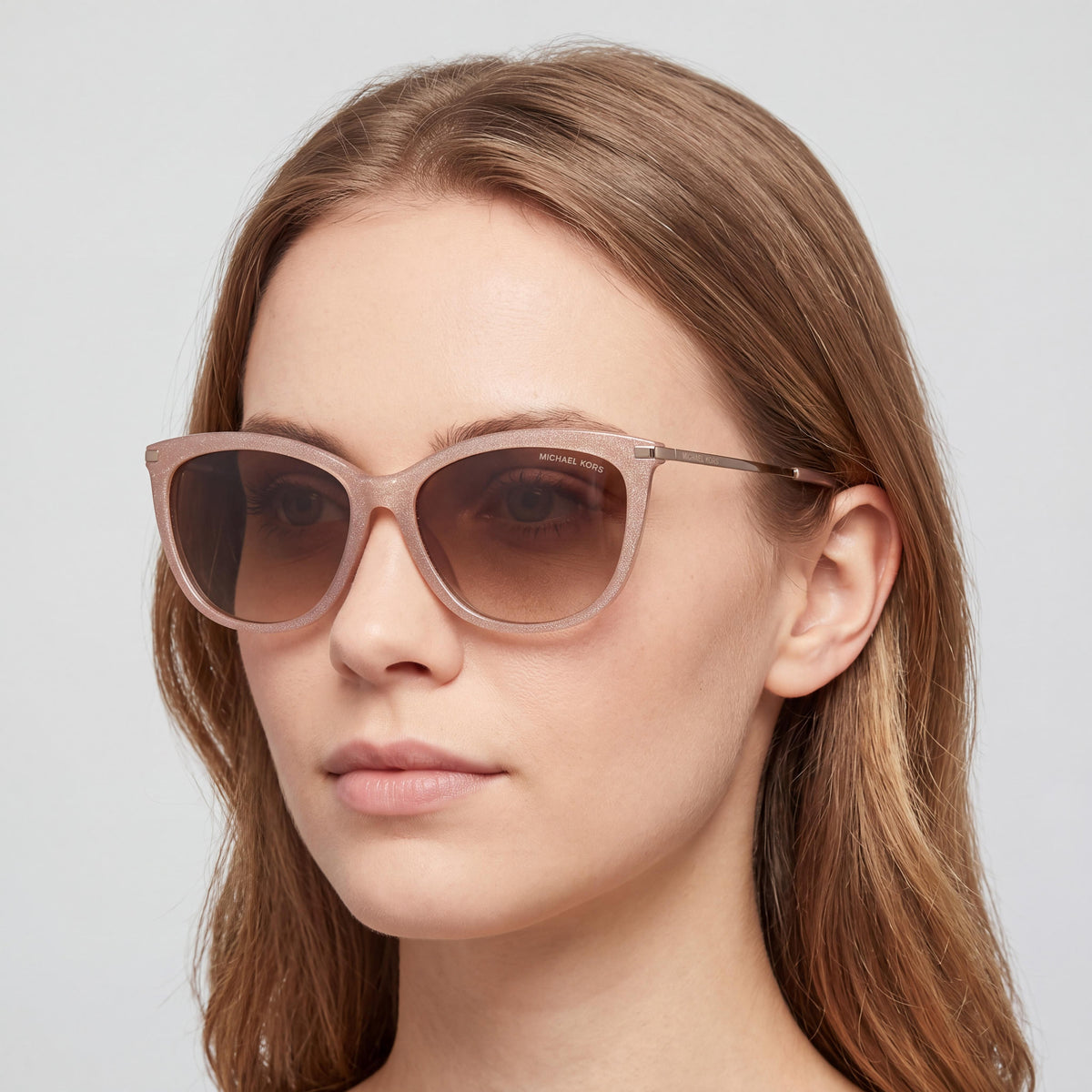 Michael Kors 0MK2150U Women's Cat Eye Plastic Sunglasses 56 Blush Camel Brown Smoke Dark Brown Gradient UV Protection, Photo 3