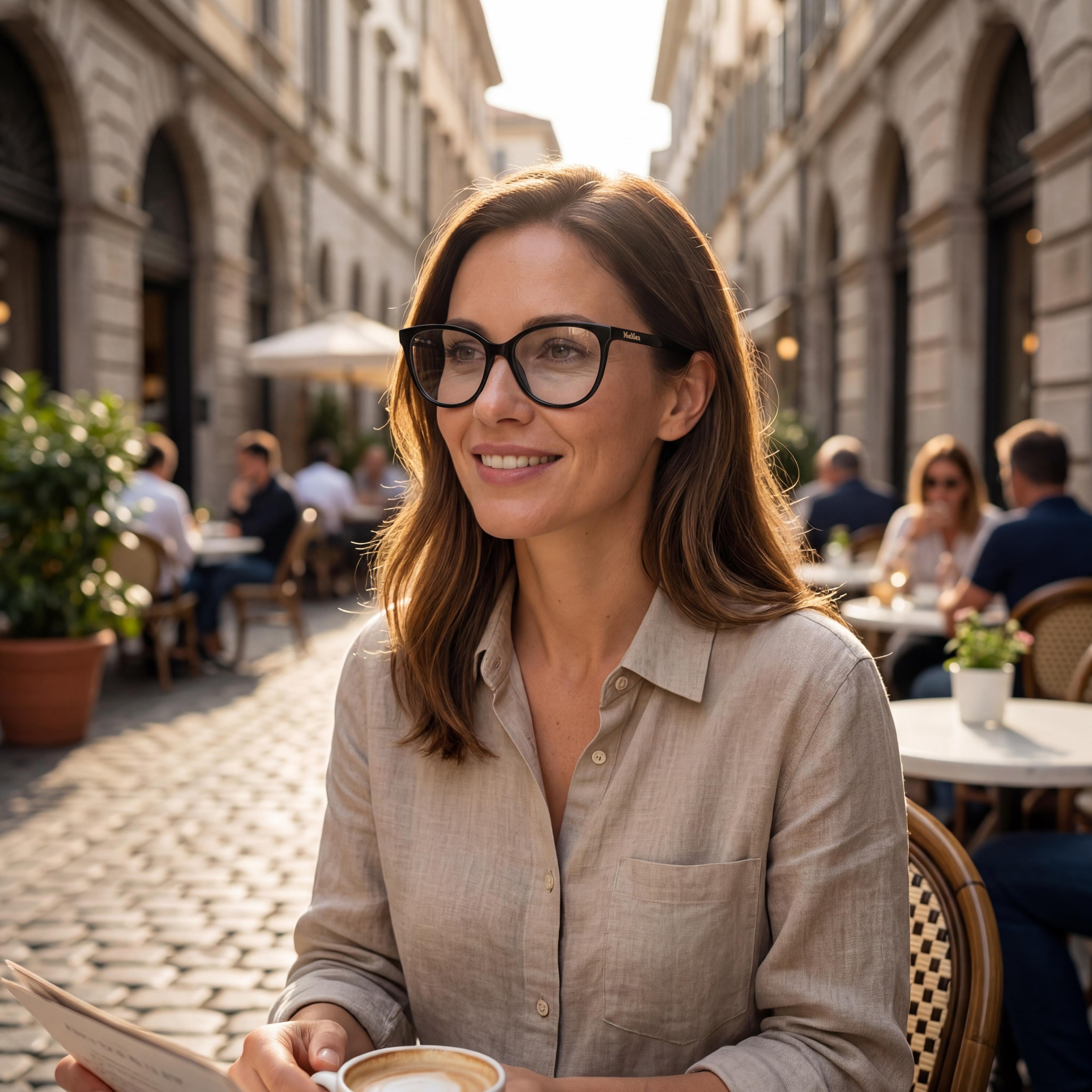 MaxMara Casual Women's Shiny Black Acetate Frame Eyeglasses with Transparent Lenses, 54mm Lens Width, Photo 4