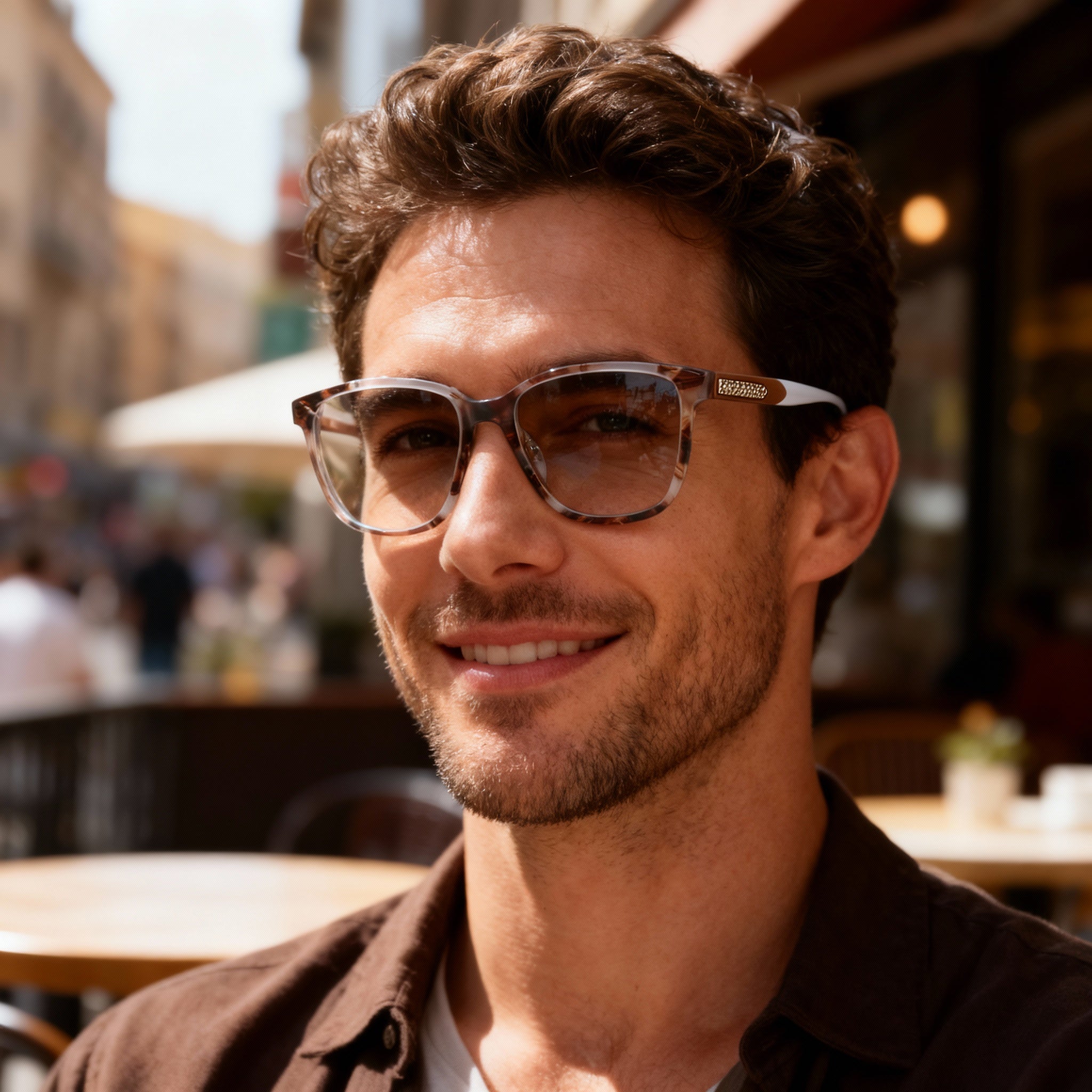 Cole Haan Men's Ch5043 Full Rim Lightweight Metal Brown Tortoise Polarized Eyeglasses 53-16-135, Photo 5