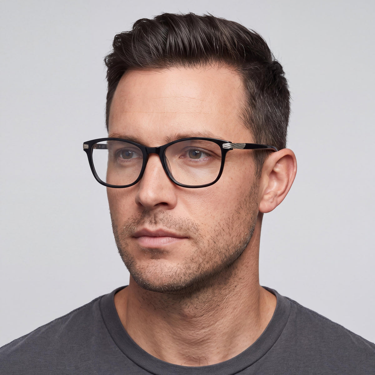 Jones New York J768 Men’s Black Plastic Frame Clear Non- Polycarbonate Eyeglasses 53-17-135mm, Photo 3