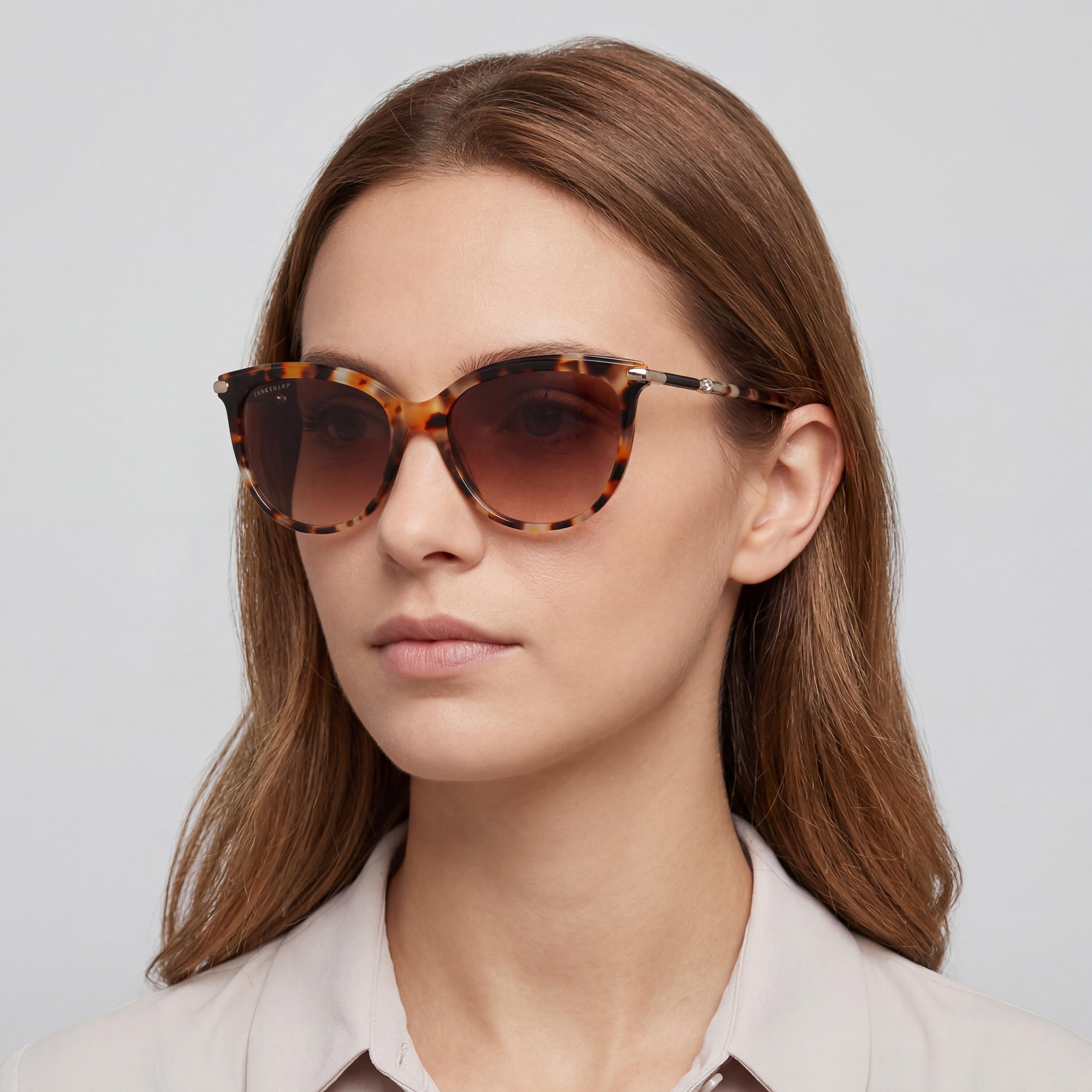 Gafas de sol Longchamp Casual para mujer con montura de acetato y lentes color Havana ocre, ancho de lente de 54 mm, Photo 5