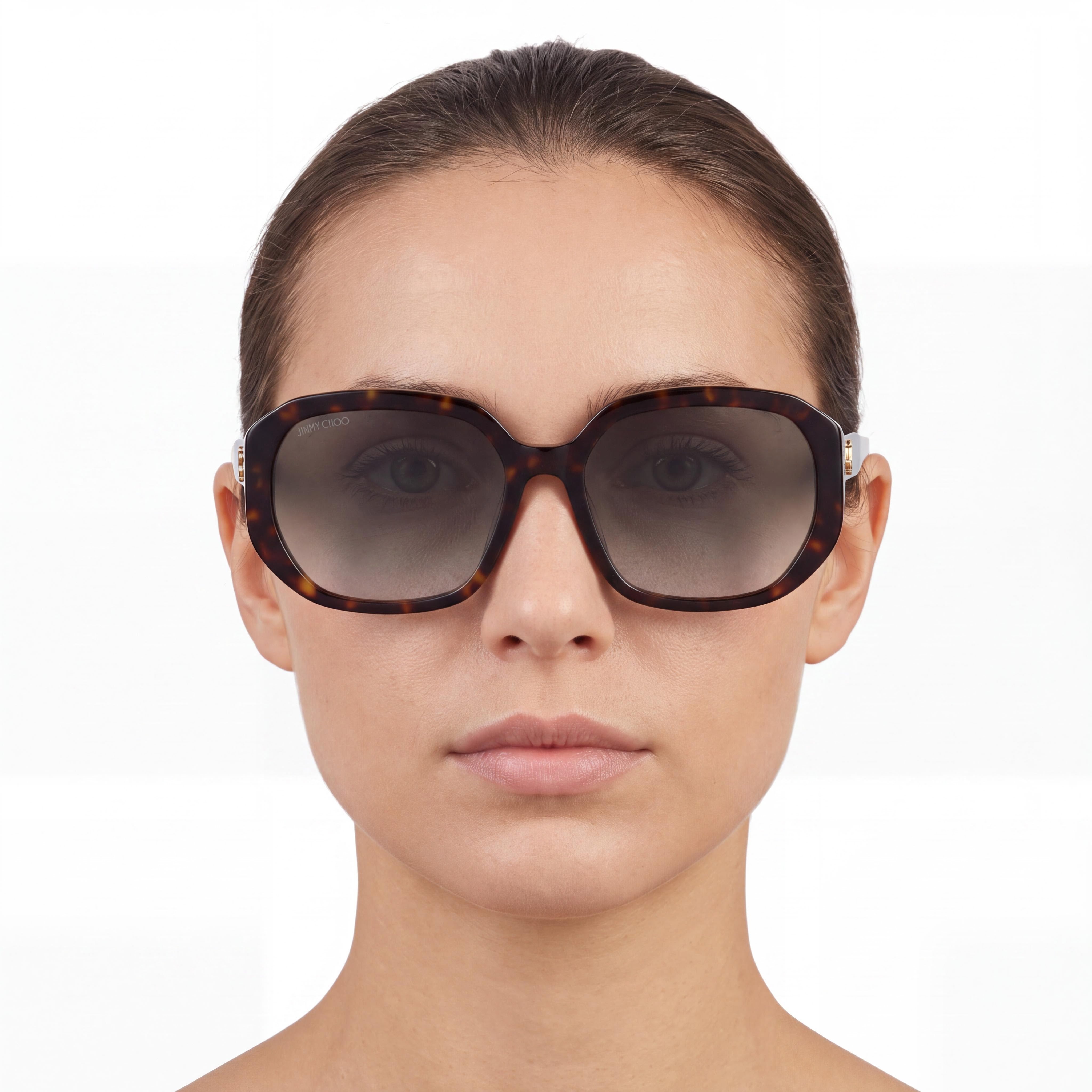 Gafas de sol clásicas Jimmy Choo para mujer, con montura de plástico marrón degradado, sin polarizar, protección UV, 57 mm, Photo 5