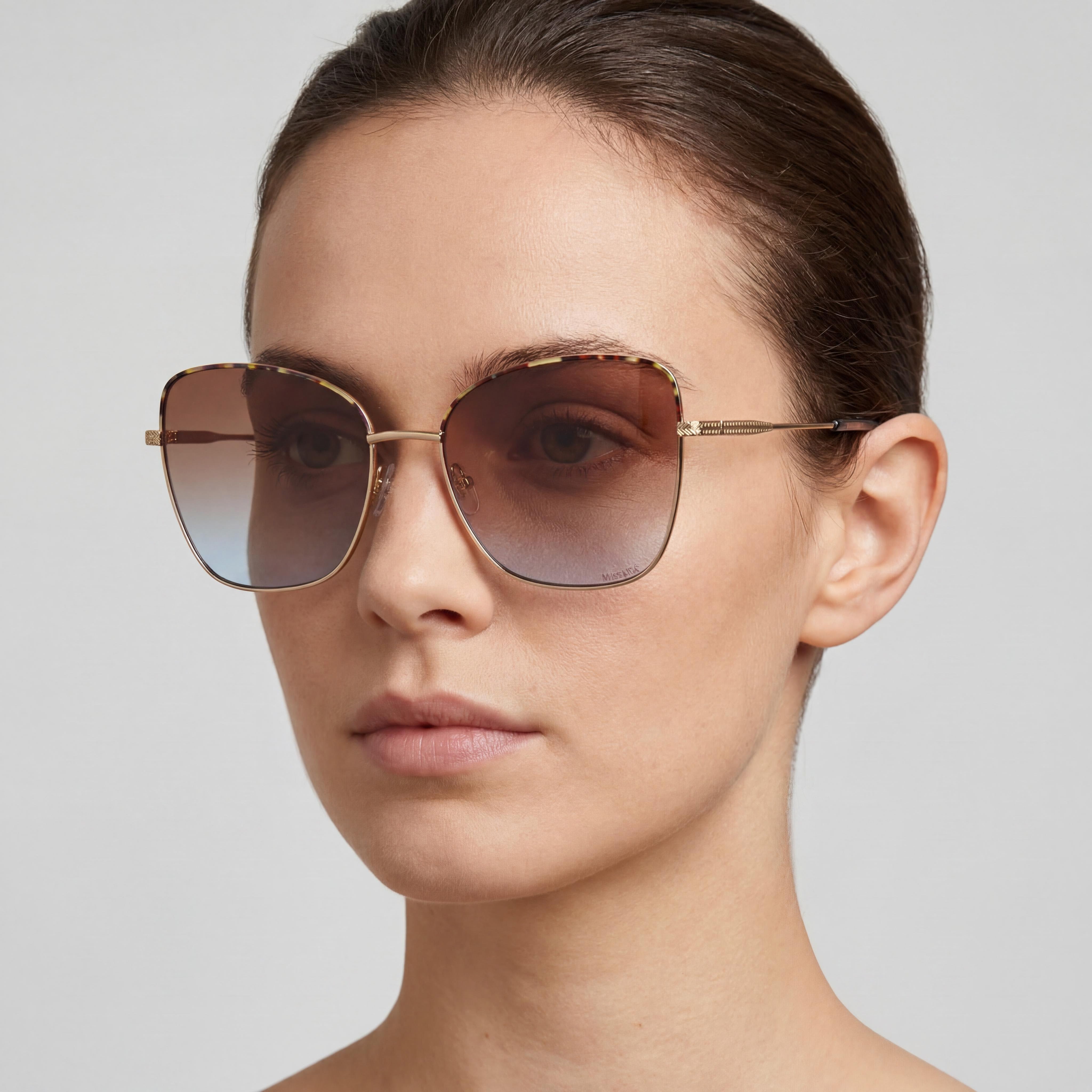 Missoni Classic Women's Grey Gold Metal Frame Sunglasses Dark Grey Shaded Lenses 59mm UV Protection, Photo 5