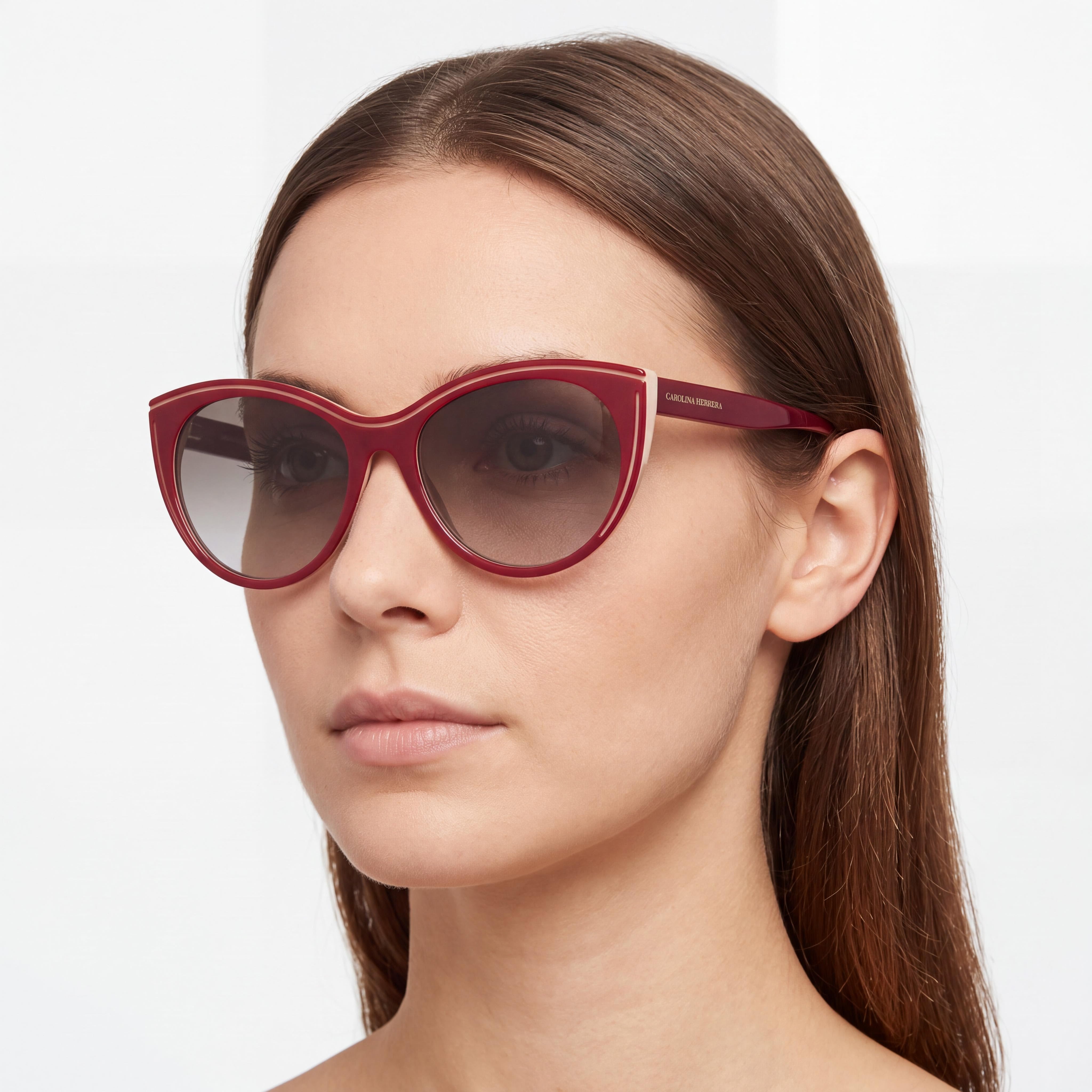 Carolina Herrera Casual Women's Acetate UV Protection Sunglasses 56mm - Burgundy Beige Ombre Brown, Brown Shaded Lenses, Photo 4