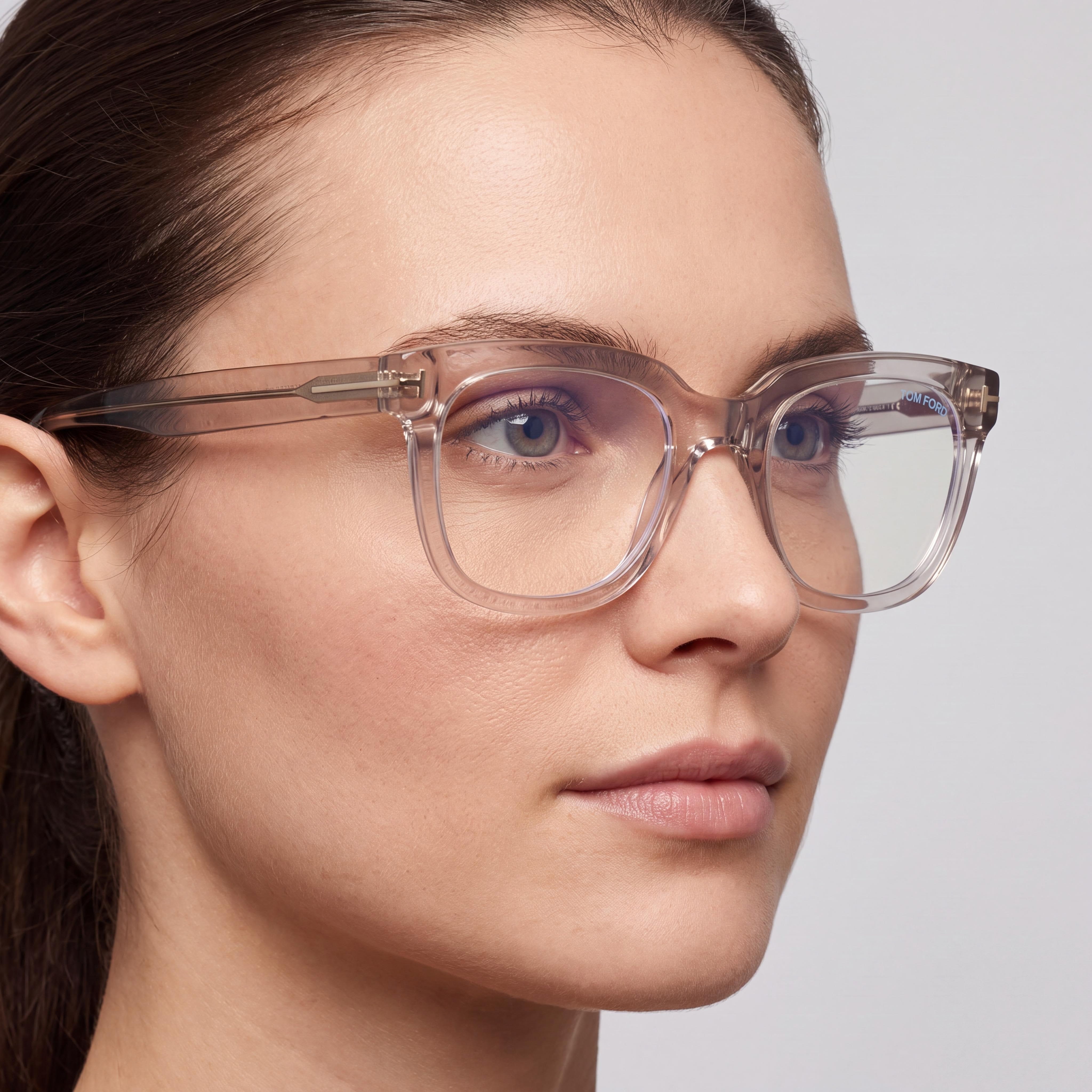 Gafas de Prescripción Tom Ford de Acetato Transparente Amarillo para Mujer Ft5537-b de 52mm con Lentes de Bloqueo Azul, Photo 4