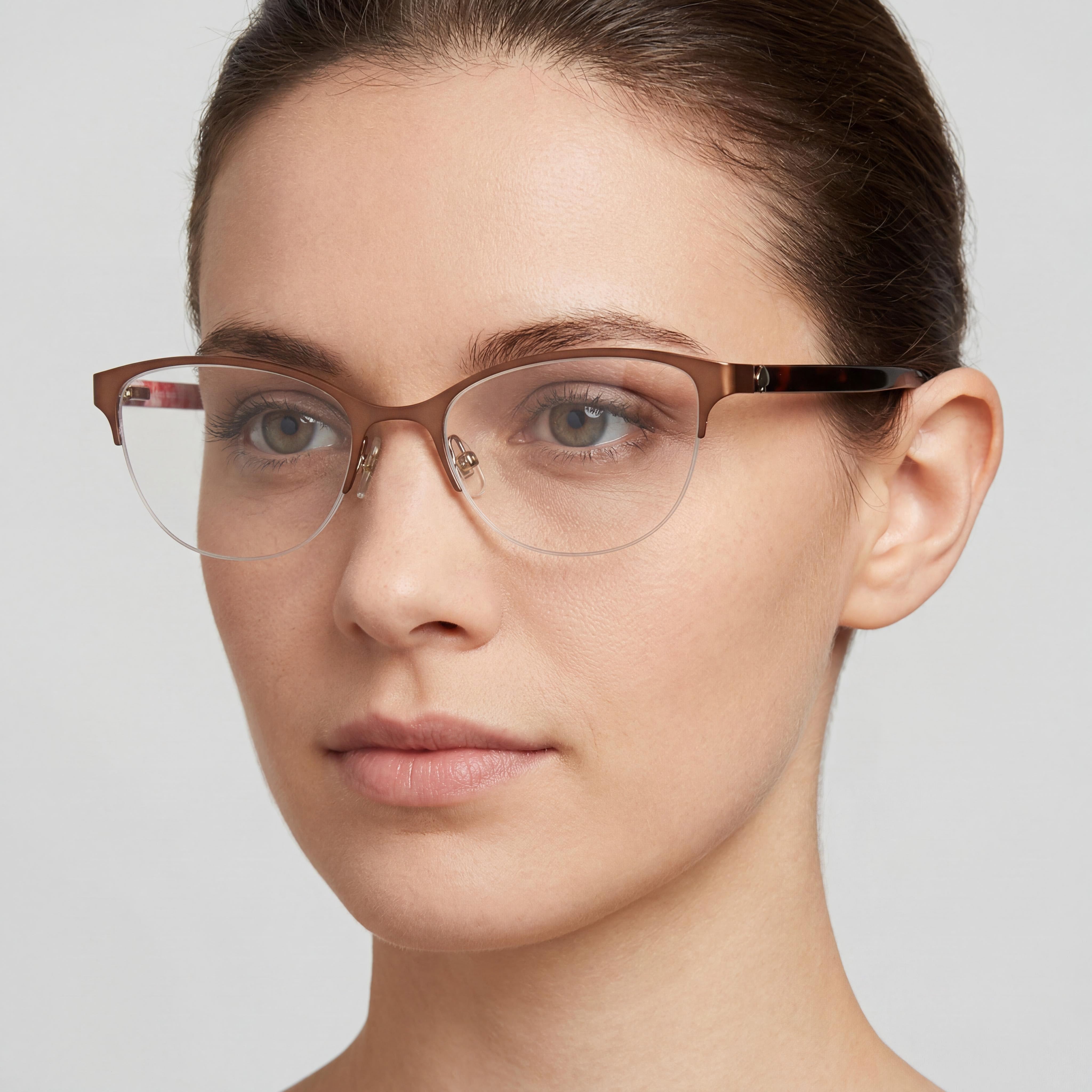 kate spade new york Adalina Gafas para mujer semitransparentes de ojo de gato de acero inoxidable, armazones color marrón mate 53 mm, Photo 3