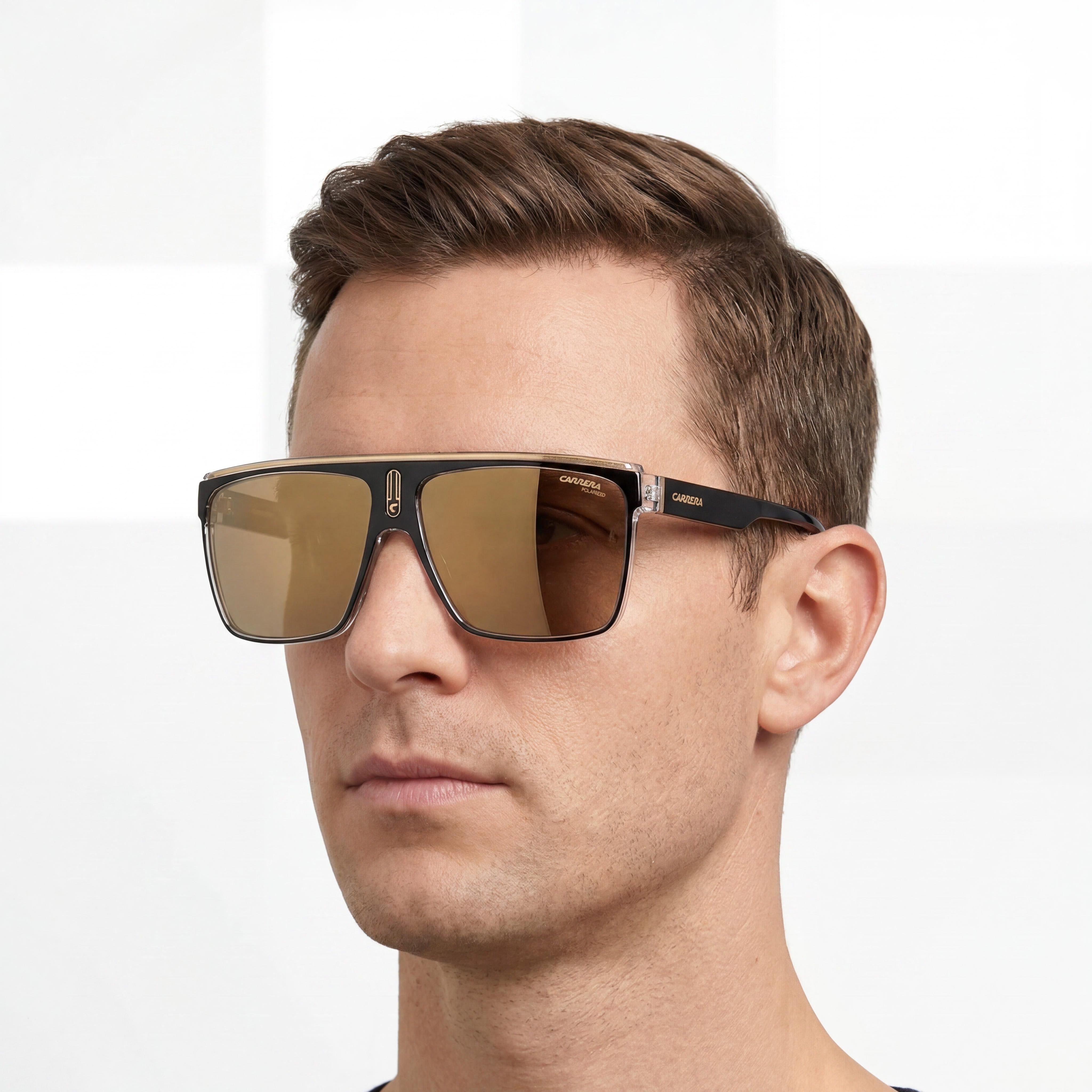 Carrera Modern Men's Black Gold Polyamide Sunglasses with Gold High Contrast Antireflex Lenses 63mm UV Protection, Photo 5