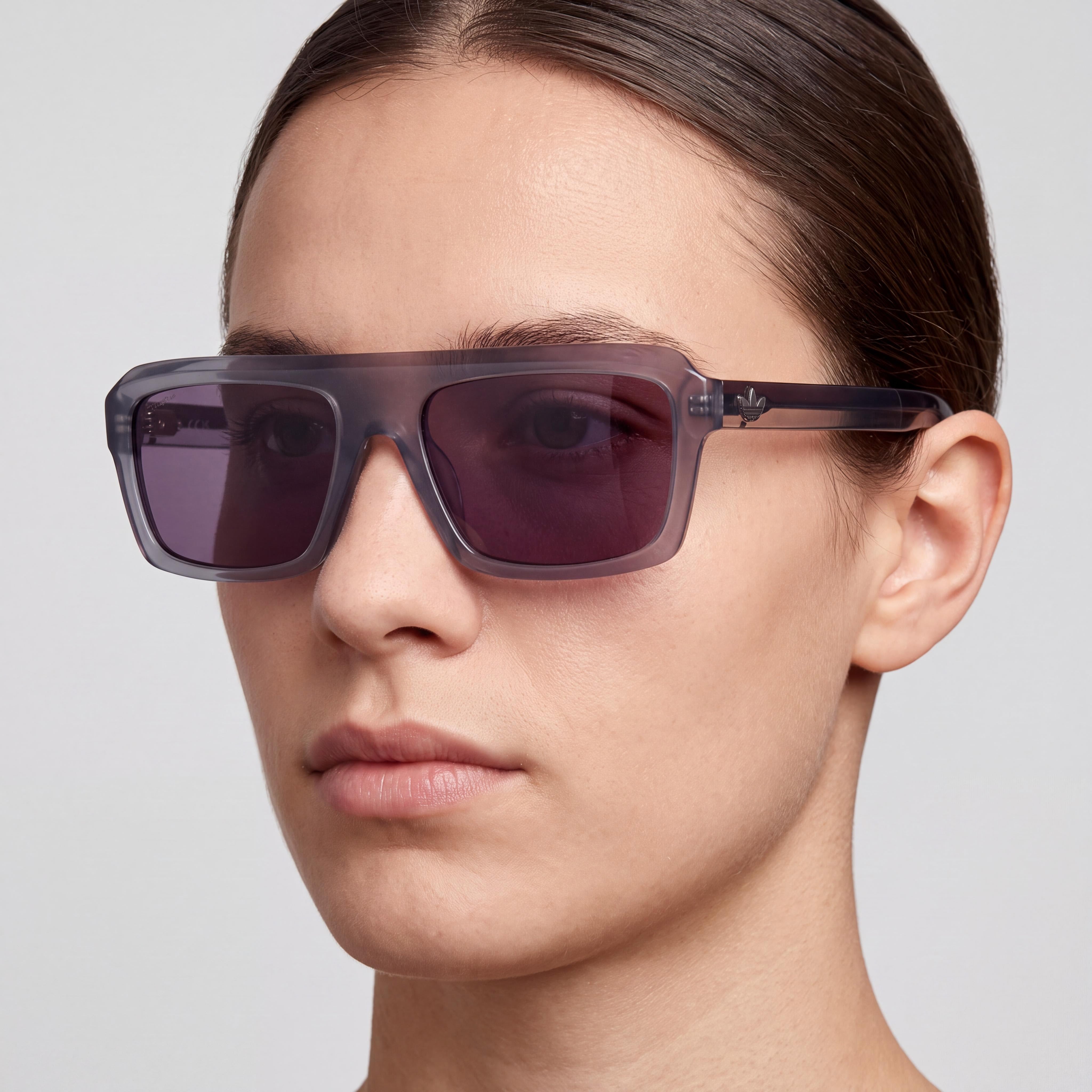 adidas Originals Classic Unisex Shiny Grey Plastic Purple Lens 100% UVA & UVB Protection Non-Polarized 55mm Sunglasses, Photo 5