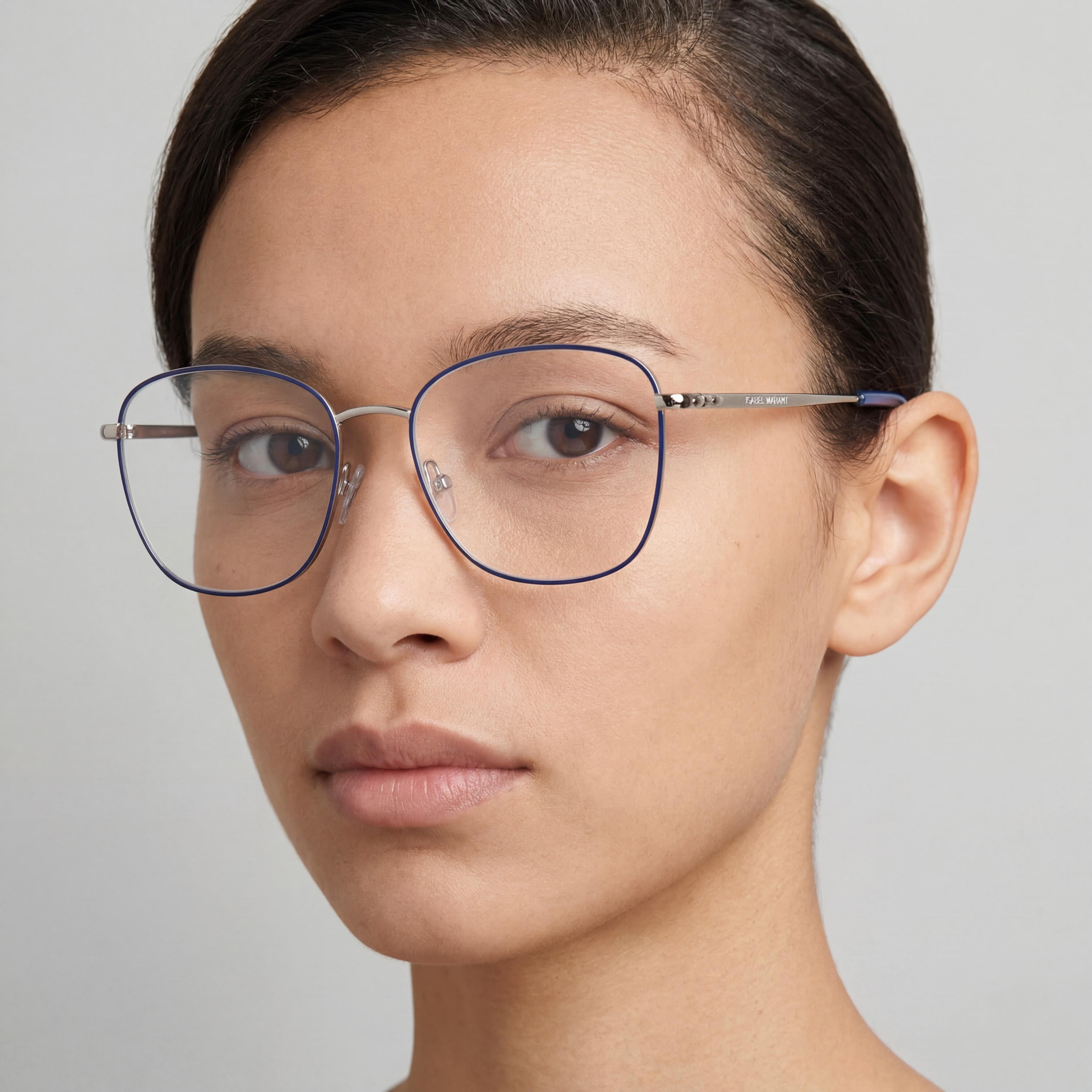 Isabel Marant Modern Unisex Eyewear, featuring an Alloy Steel Frame in Blue Silver, 54mm Lens Width, Photo 3