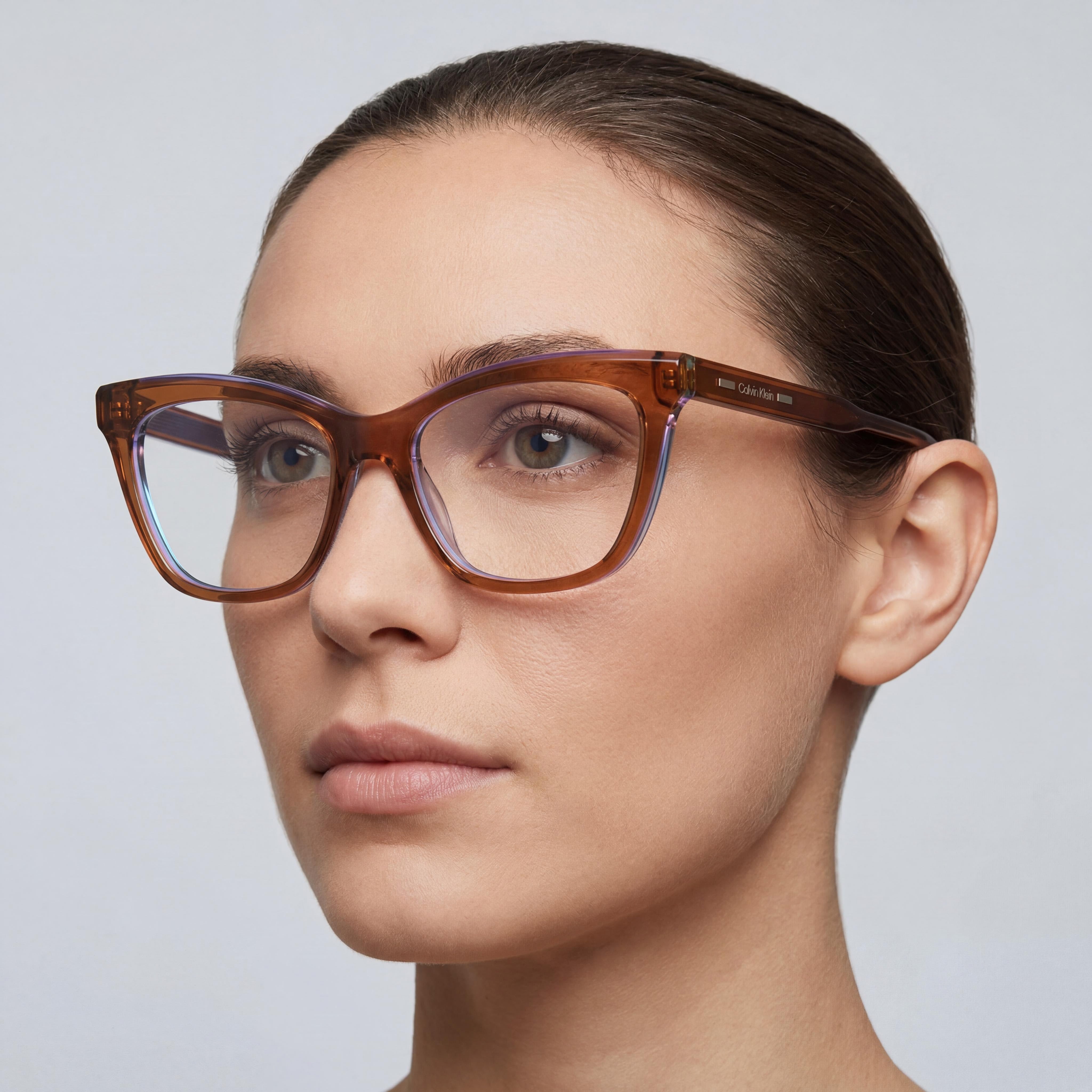 Calvin Klein Modern Women's Eyewear Frames, Acetate Material, Brown/Azure Color, Lens Width 52mm, Photo 5
