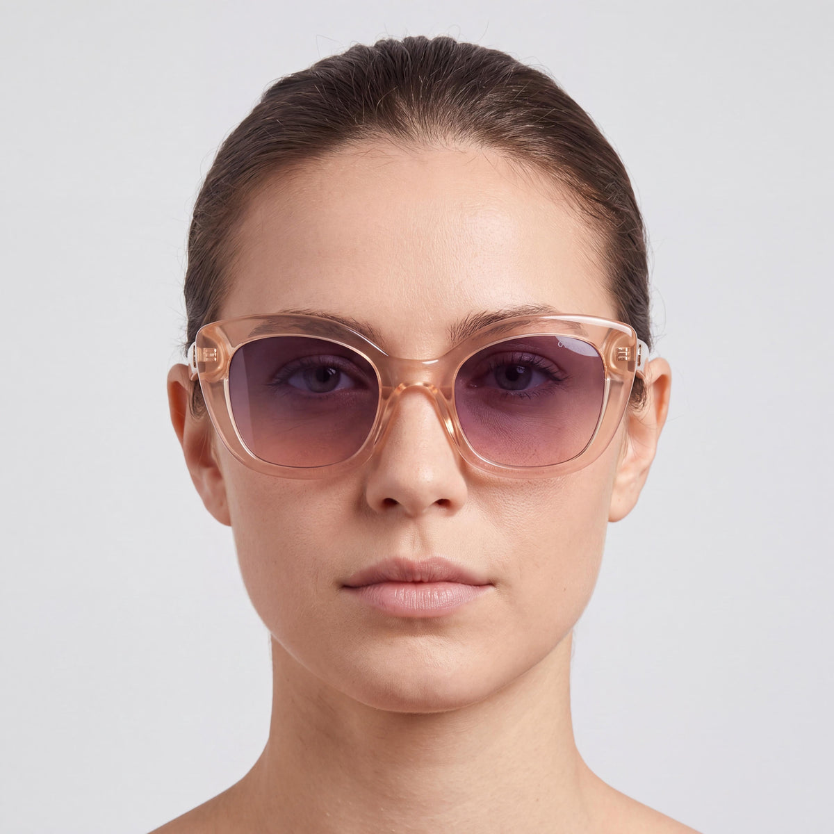 GUESS Gafas de sol de plástico con protección UV ojo de gato para mujer, violeta degradado naranja brillante, 51 mm, Photo 5