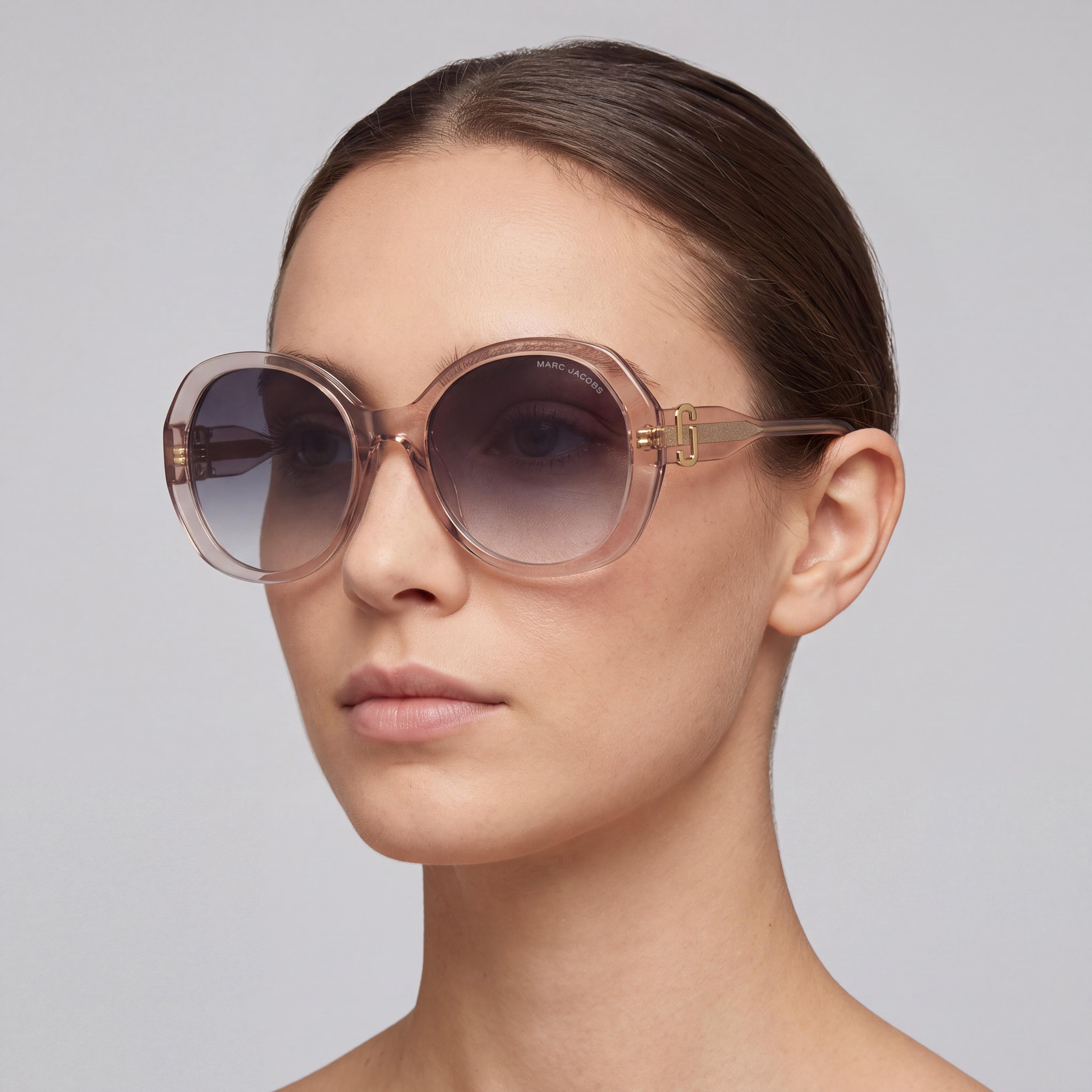 Gafas de sol Marc Jacobs Marc 763/S para mujer, de acetato, color nude/montura gris oscuro, lente gris oscuro jaspeado, protección UV no polarizada, 55 mm, Photo 4