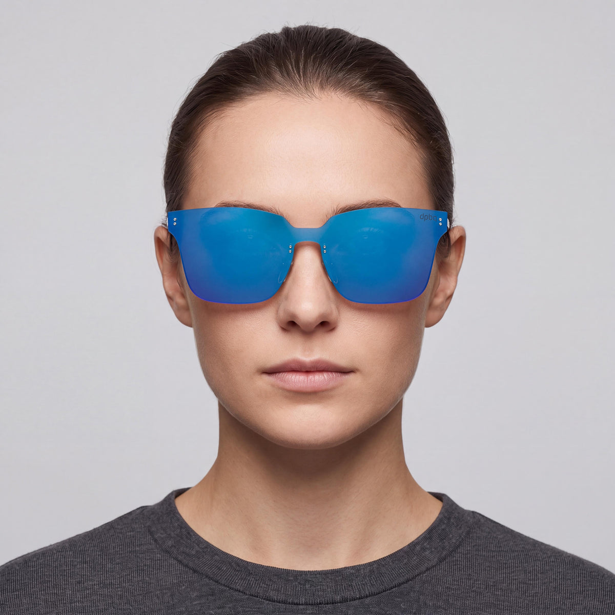 Gafas de sol para mujer DP69 con montura compuesta en color azul cielo y lentes compuestas transparentes no polarizadas, 60 mm de ancho de lente, Photo 4