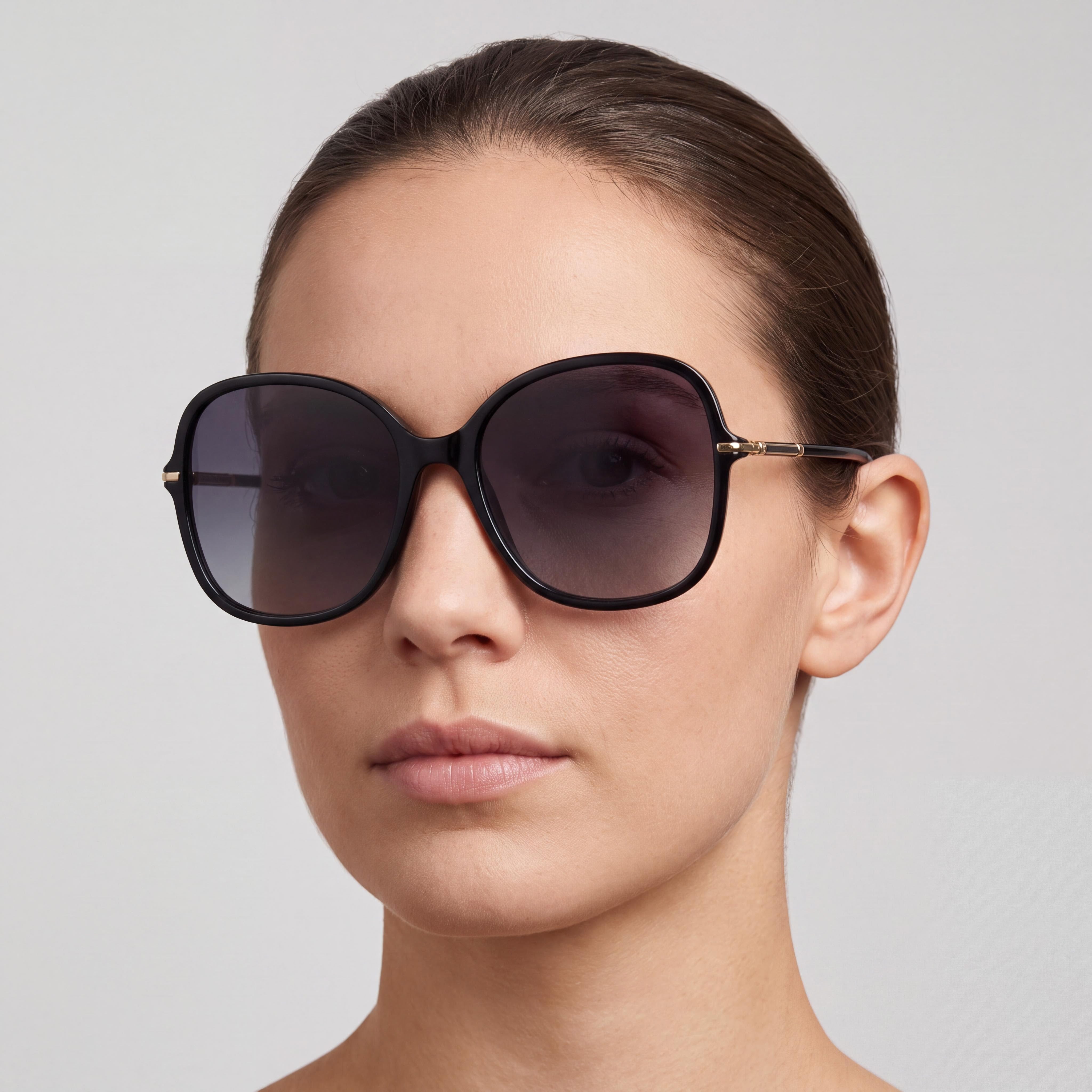 Gafas de sol informales Carolina Herrera HER 0269/S para mujer con montura de acetato negro y lentes no polarizadas en gris oscuro degradado, Photo 3