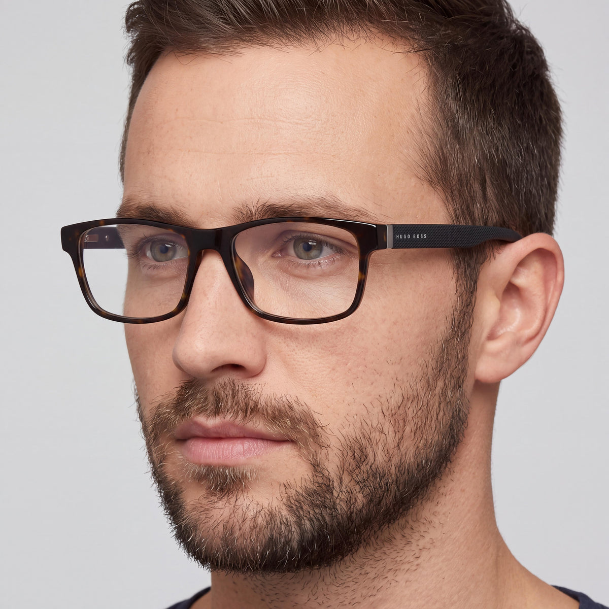 Gafas graduadas Boss by Hugo Boss para hombre, estilo contemporáneo, montura cuadrada de acetato y metal, lentes transparentes, 55 mm, Photo 4