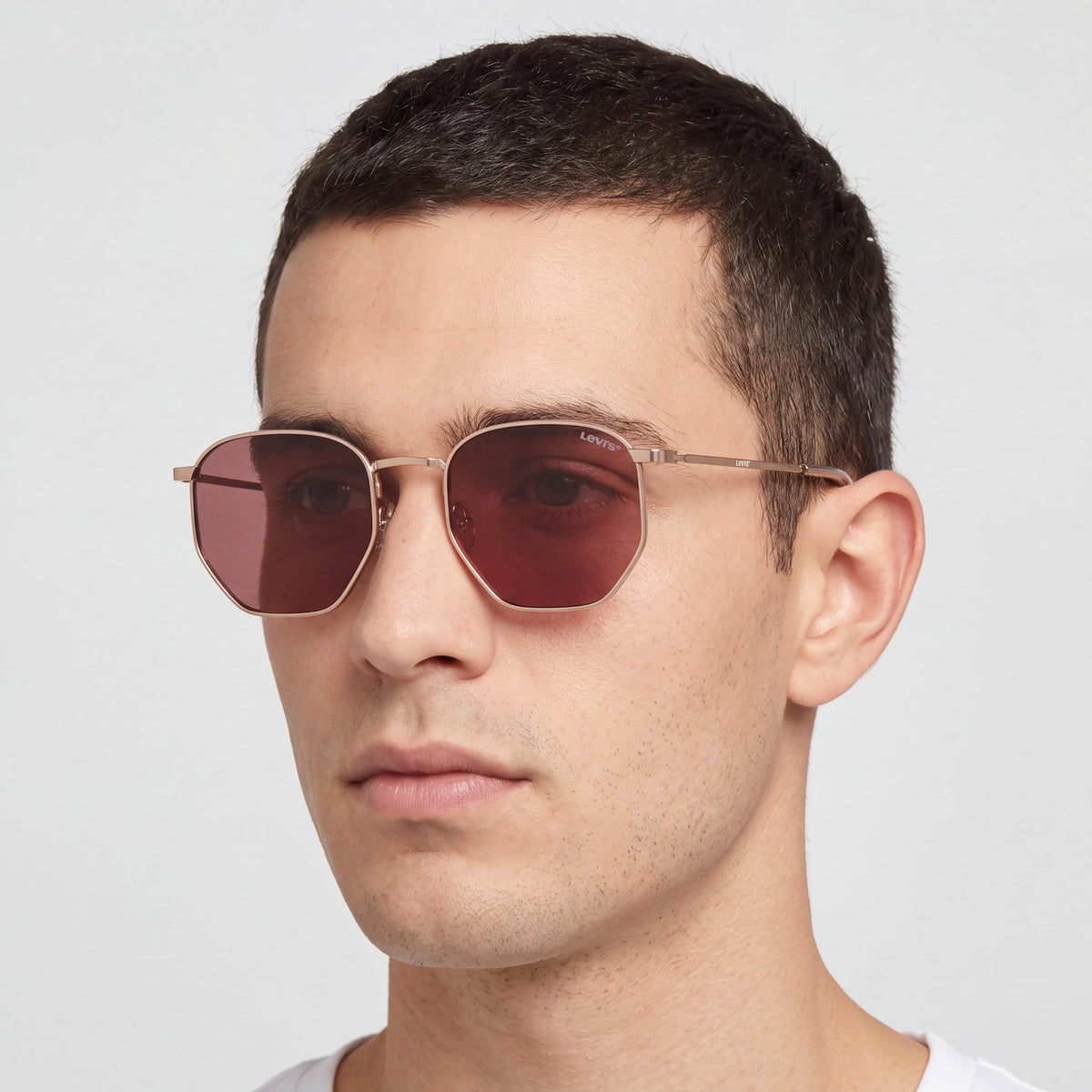 Gafas de sol informales para hombre Levi's, armazón metálico, COBRE DORADO con lentes rosas, protección UV, tamaño 51mm, Photo 3