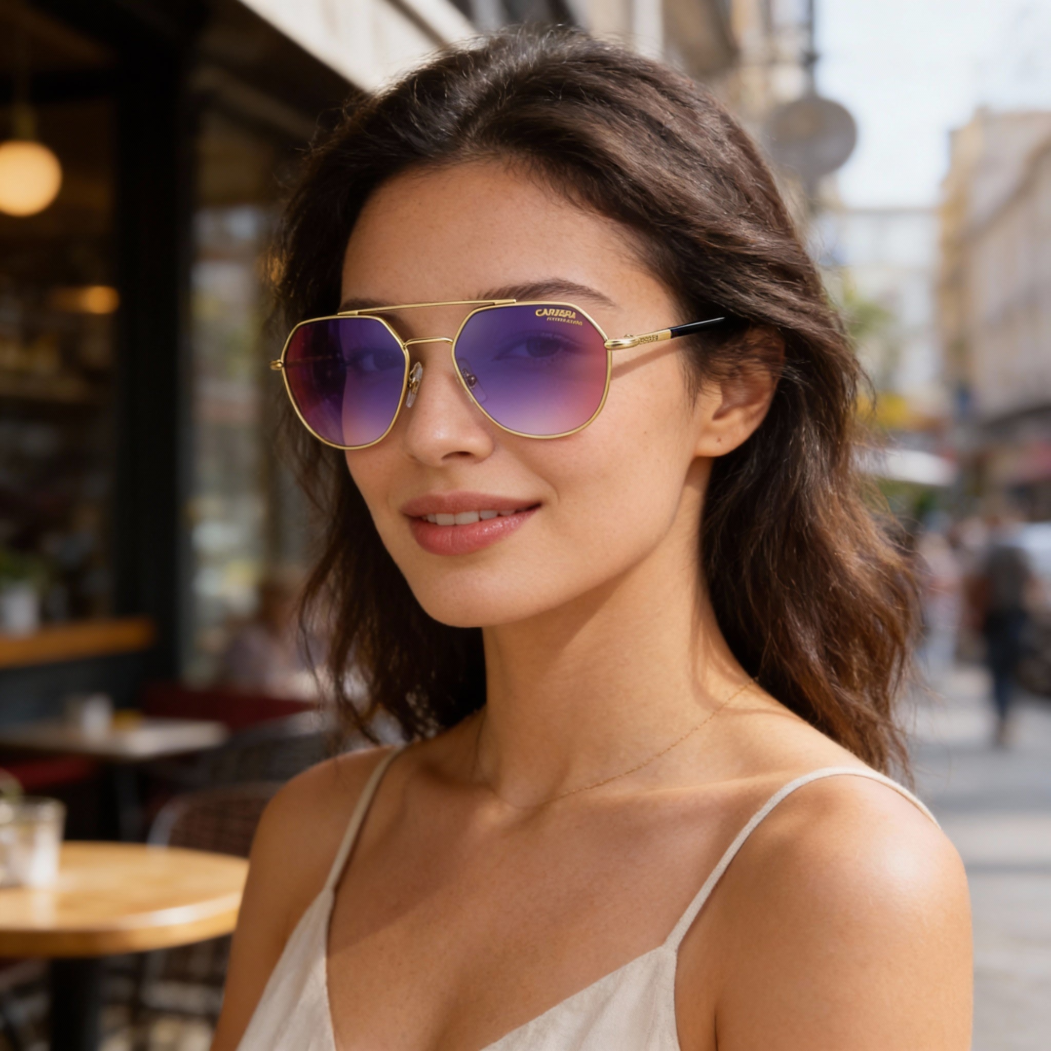 Carrera 303/S Unisex Black Gold Metal Frame Blue Shaded Red Polycarbonate Non-Polarized 53mm Sunglasses, Photo 4