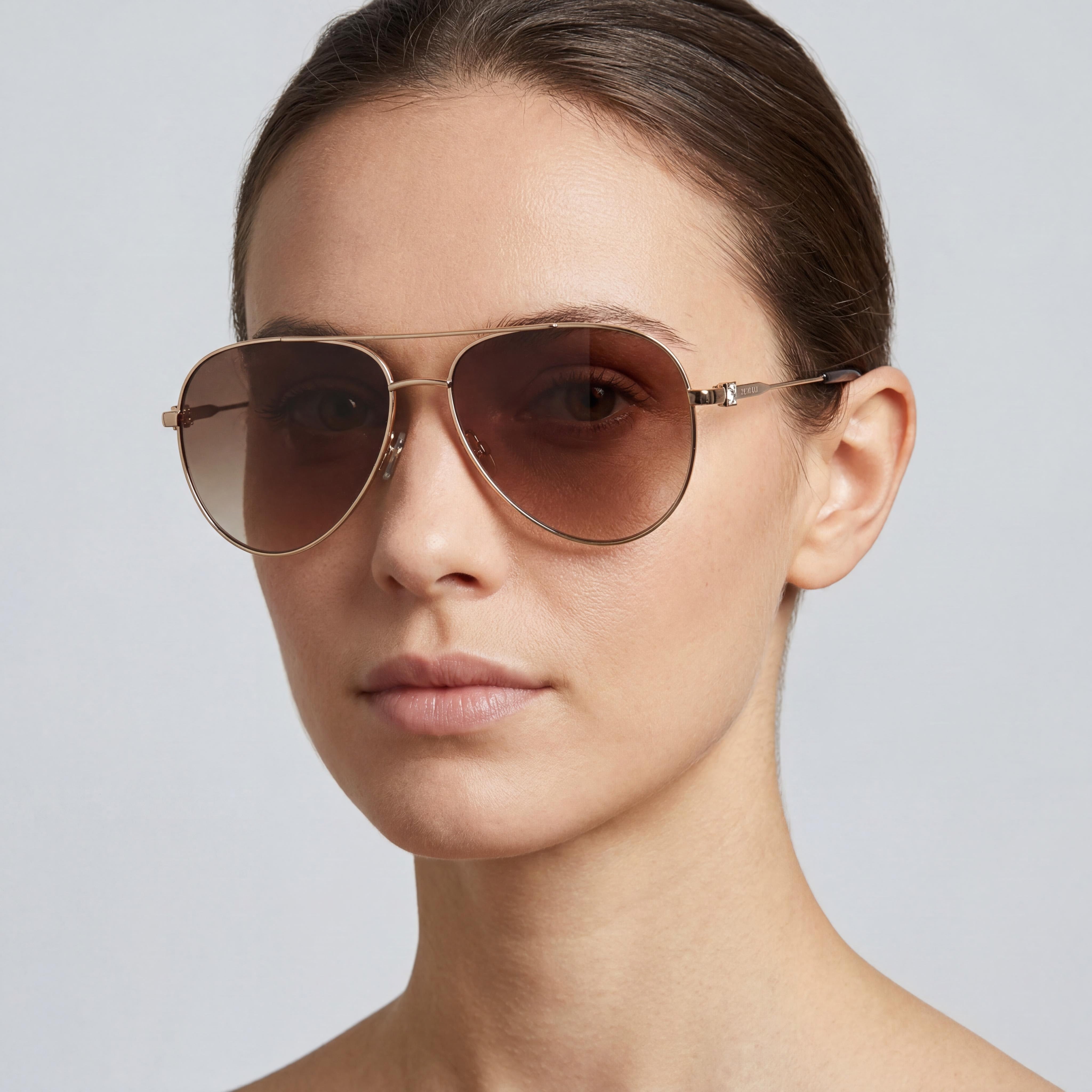 Gafas de sol Jimmy Choo para mujer, clásicas, de acero inoxidable, color dorado y cobre, de policarbonato y protección UV, 60 mm, Photo 4