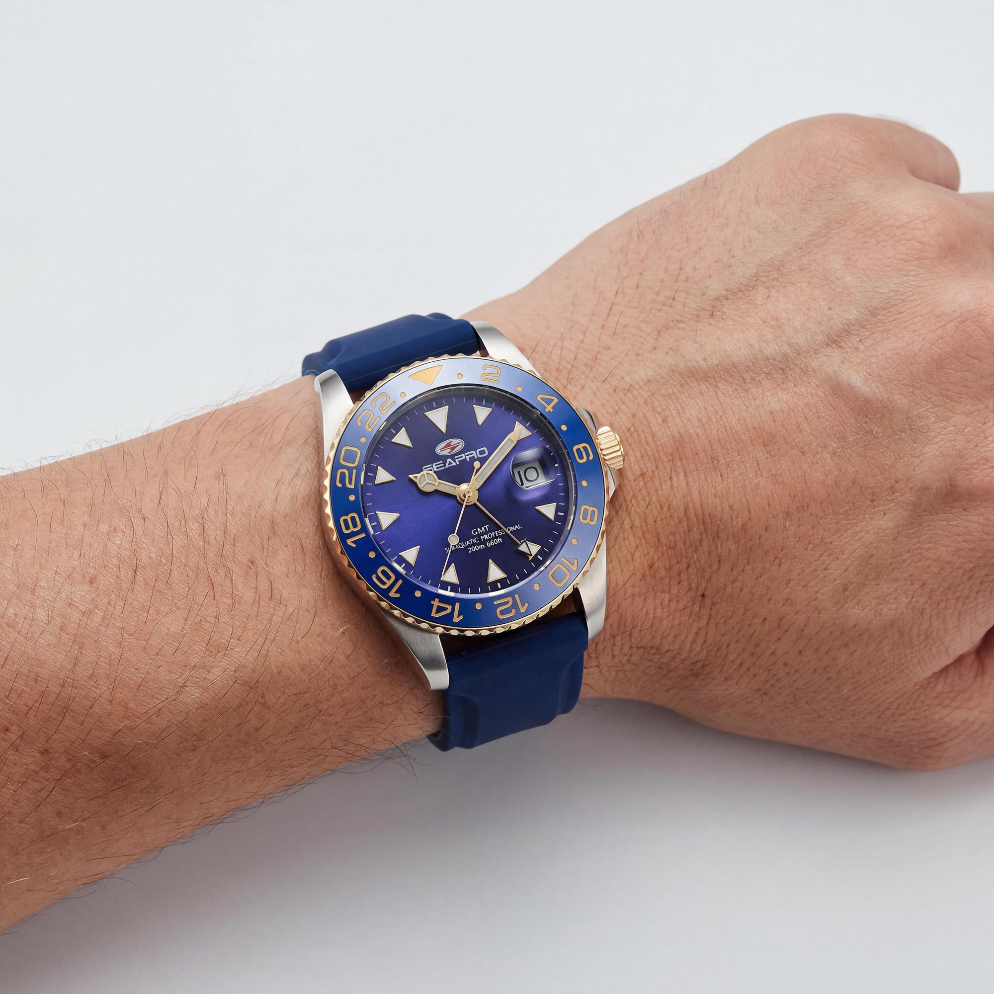 Seapro Men's Casual Blue Dial Quartz Watch with Date Display, 20 ATM Water Resistant, Mineral Crystal, Photo 4