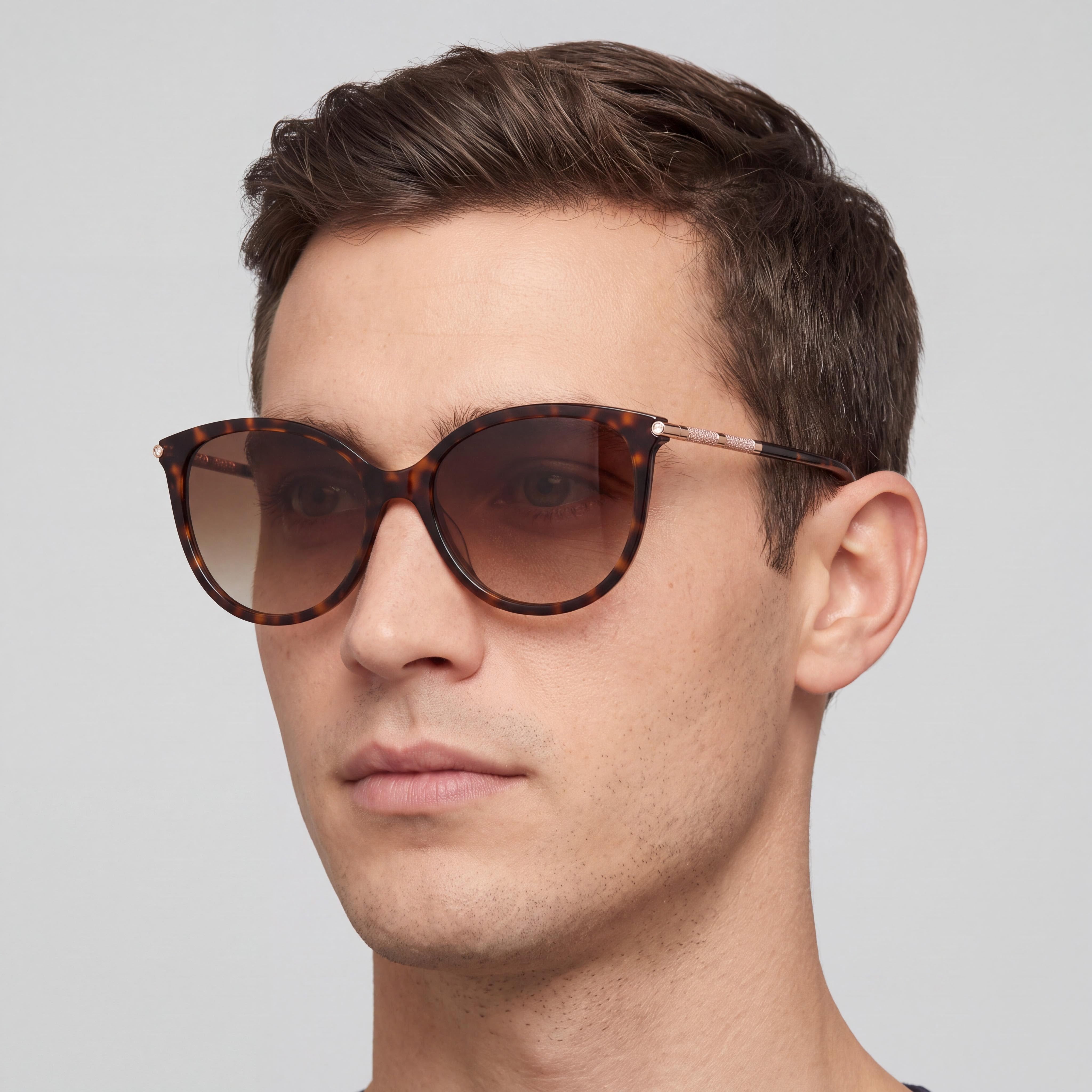 Carolina Herrera Men's Her 0189/G/S Acetate Frame Polyester Lens Havana Gold Brown UV Protected Sunglasses 57mm, Photo 4