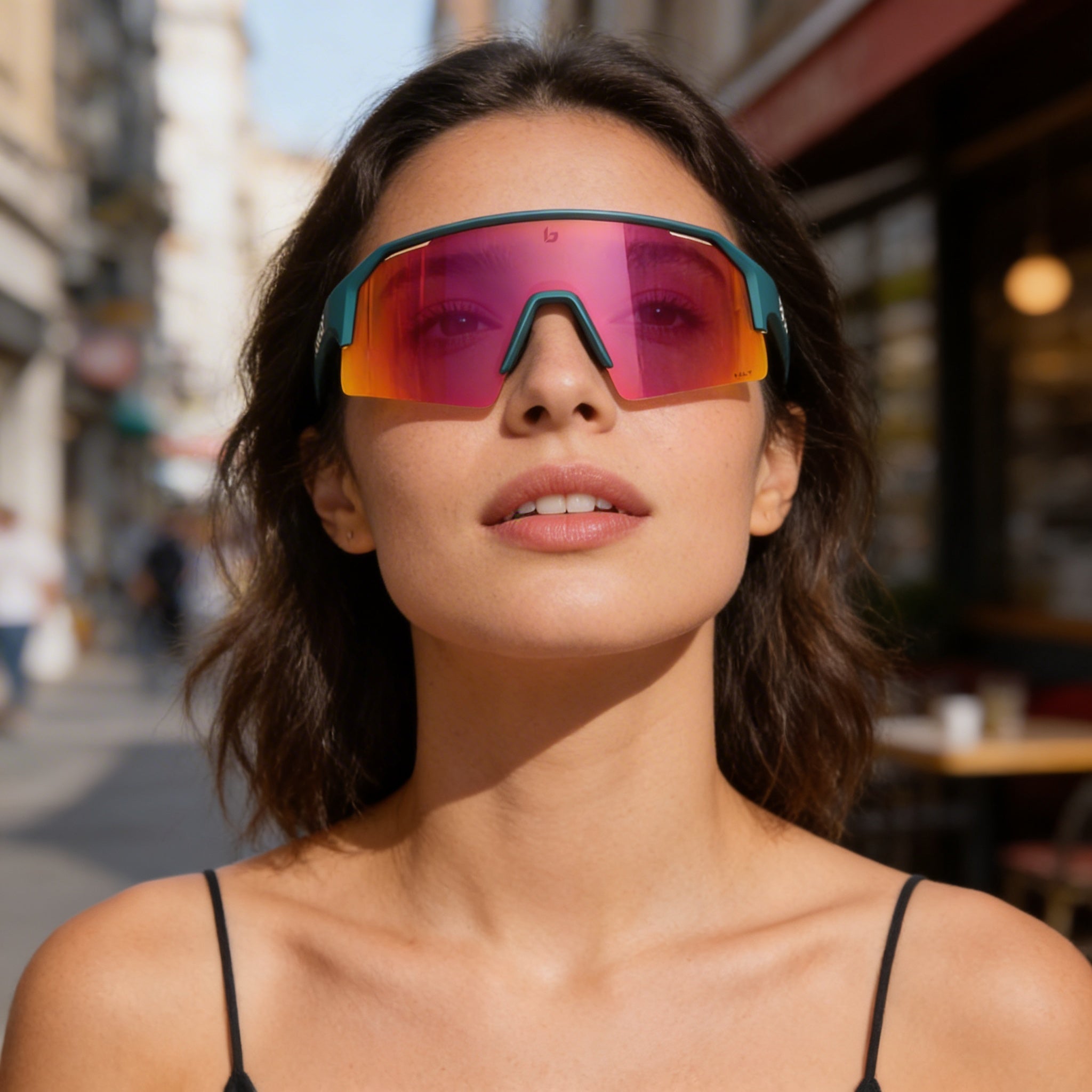 bollé Half Rim Shield Unisex Sunglasses, Creator Teal Metallic, Volt Ruby Polycarbonate, UV Protection, 140mm, Photo 7