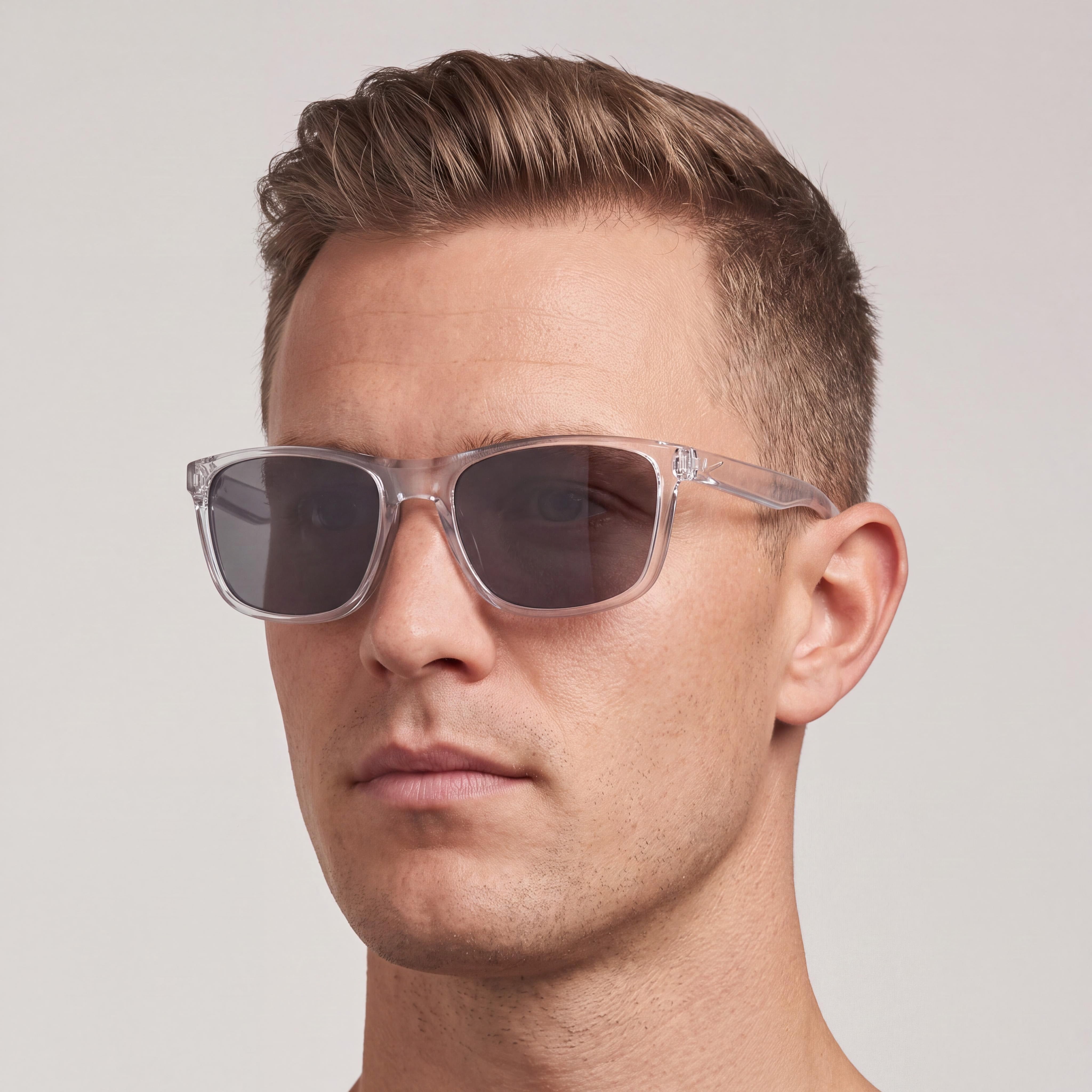 Nike Essential Endeavor Nn Iu4694x Men's Crystal Clear Dark Grey Plastic Frame Dark Grey Lens UV 57-19-145 Sunglasses, Photo 3