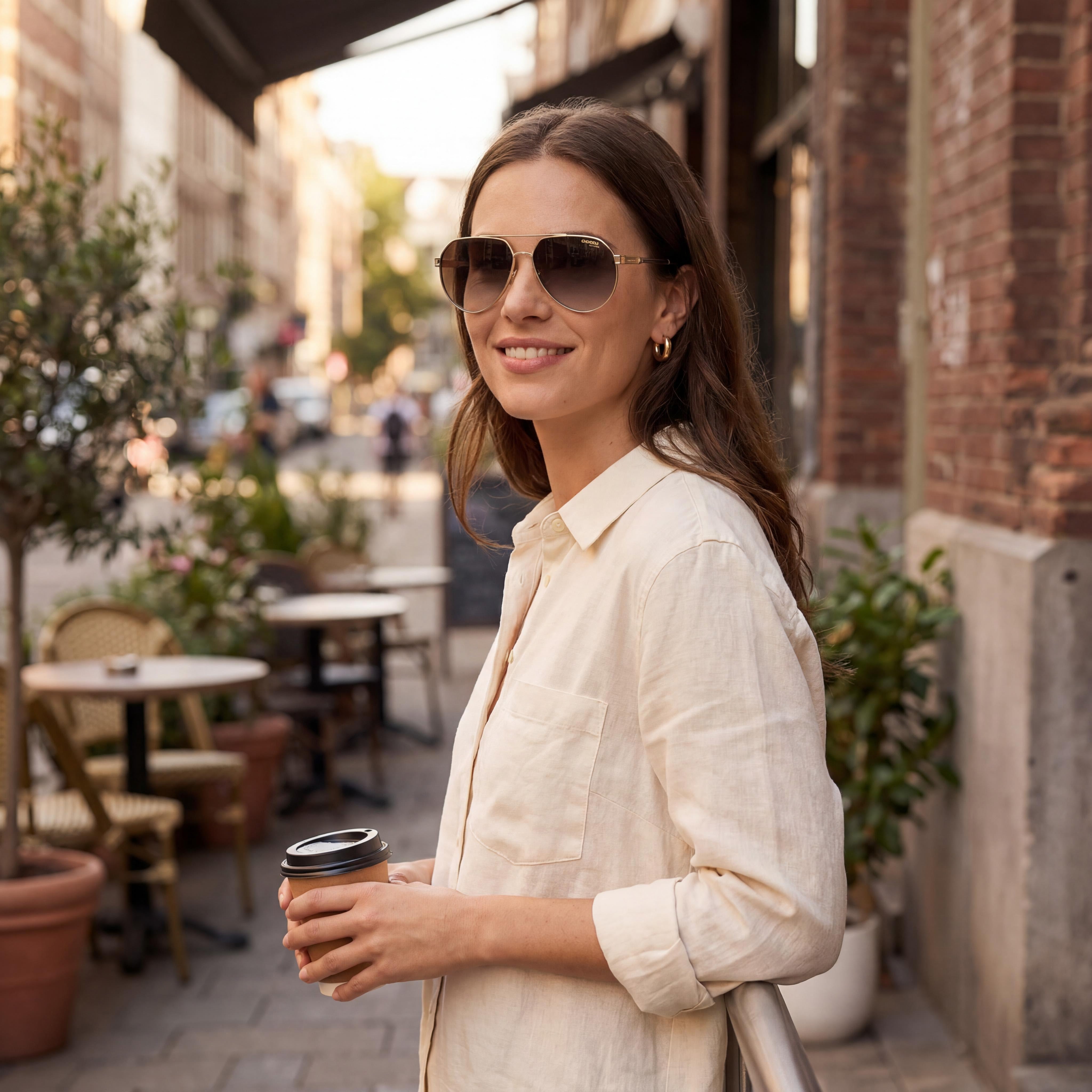 Carrera Women's 1067/S Metal Gold Grey Frame Brown Shaded Lens Non- 100% UV Sunglasses 62mm, Photo 4