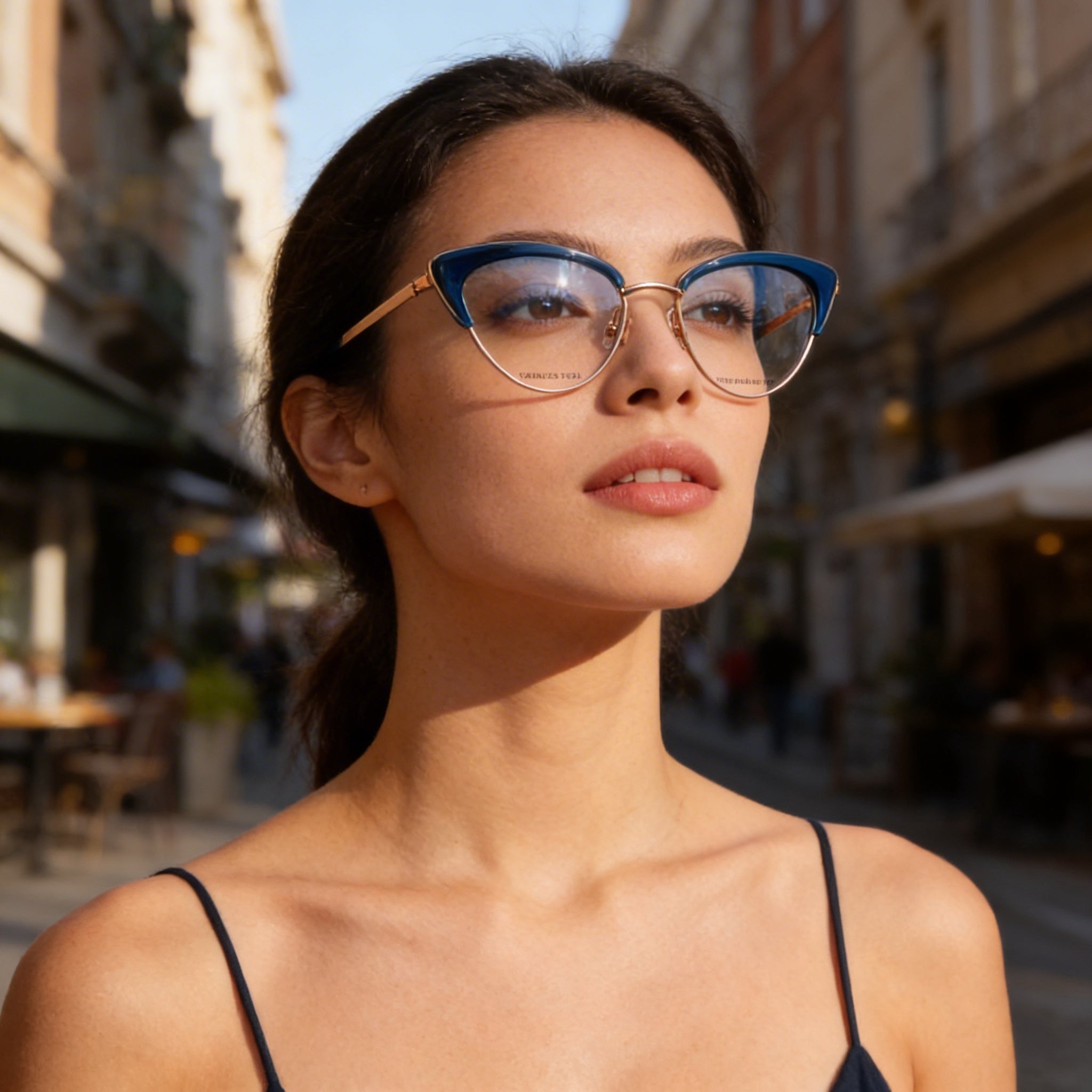 kate spade new york Jailyn Gafas de Metal Cat Eye de Moda para Mujer Armazón Azul/Dorado, Lente de 50 mm, Puente de 18 mm, Patilla de 140 mm, Photo 4
