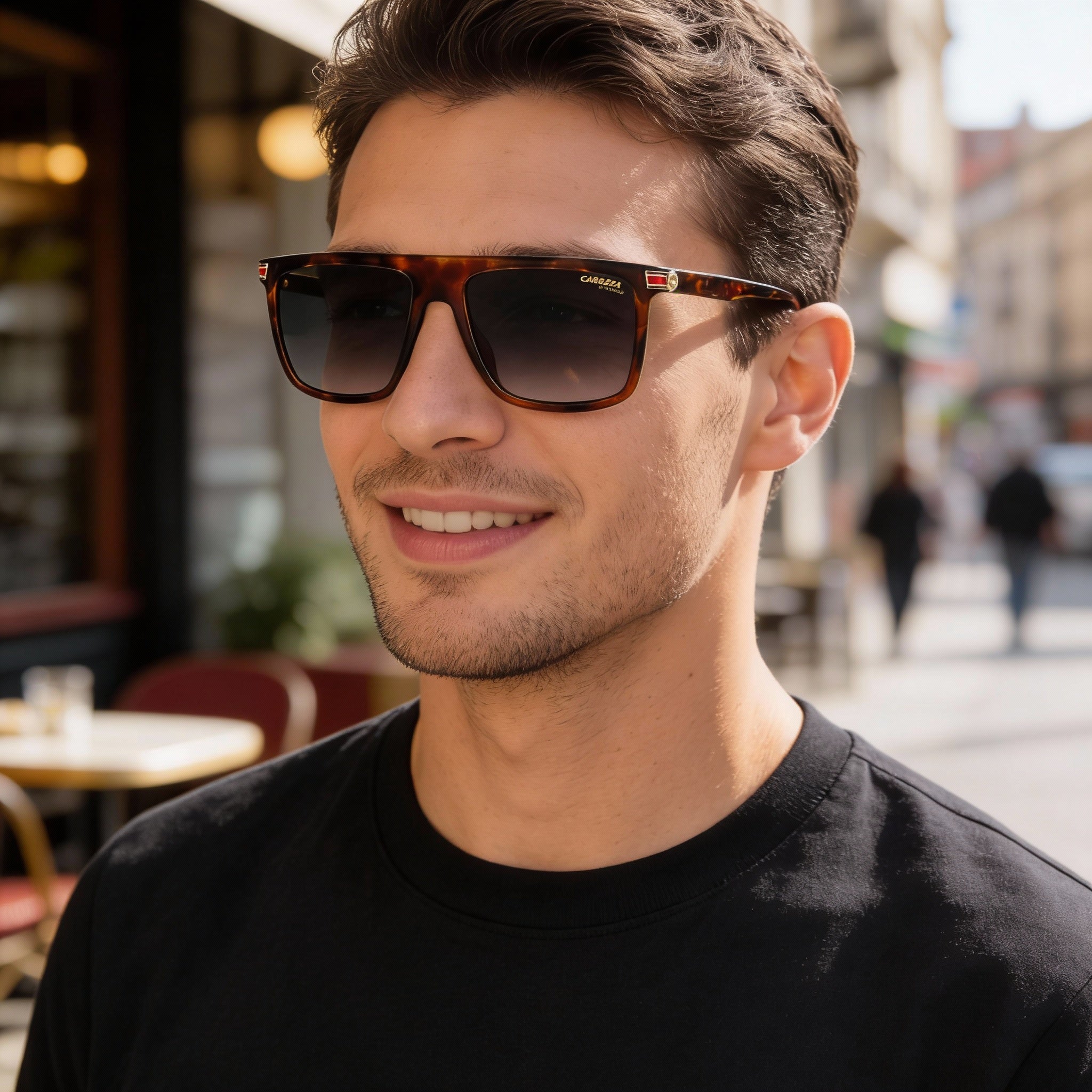 Gafas de sol Carrera Contemporary para hombre en color Havana oscuro con propionato y lentes en gris oscuro con protección UV de 58 mm, Photo 5