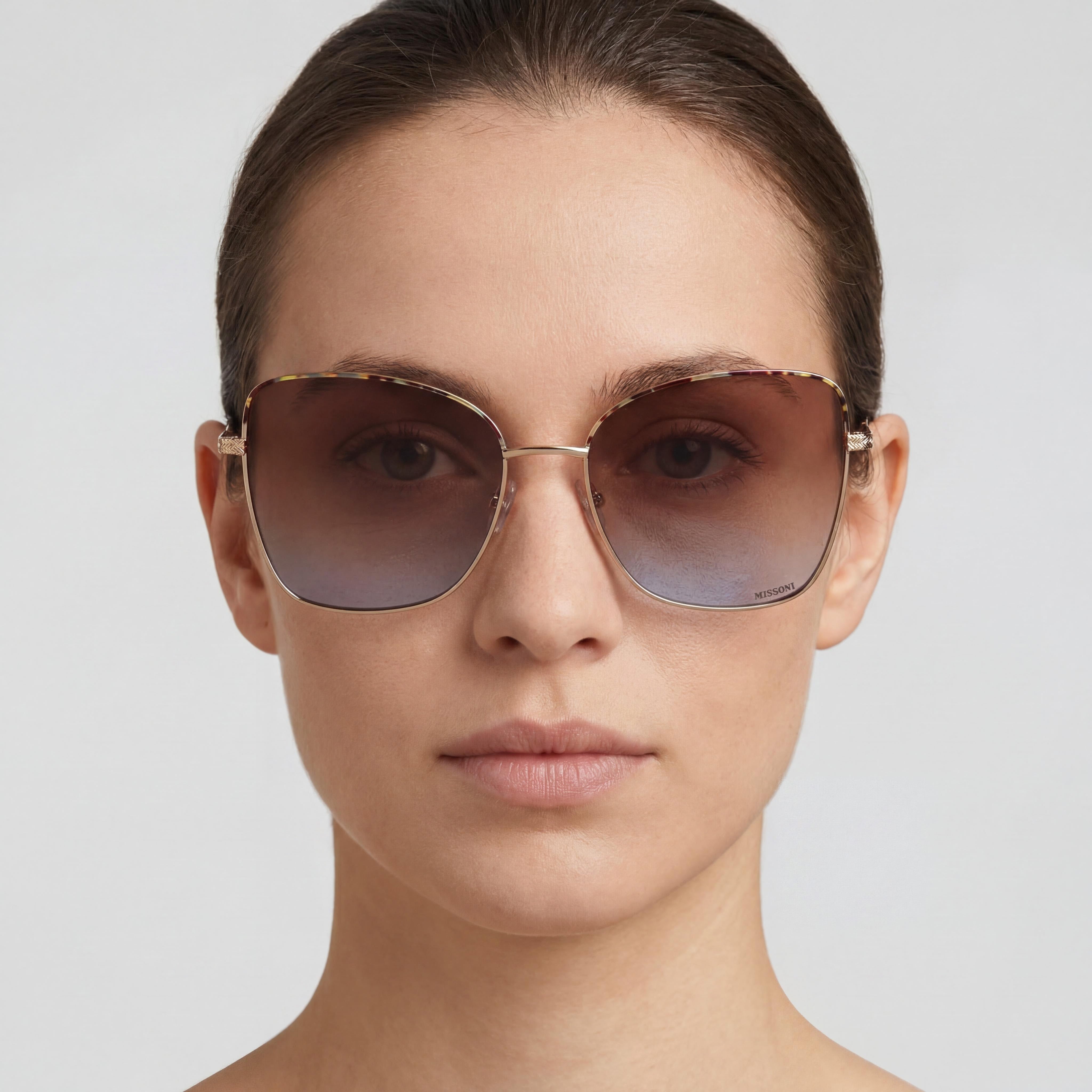Gafas de sol Missoni Classic para mujer, con montura metálica, protección UV, no polarizadas, doradas y azules, 59 mm, Photo 3