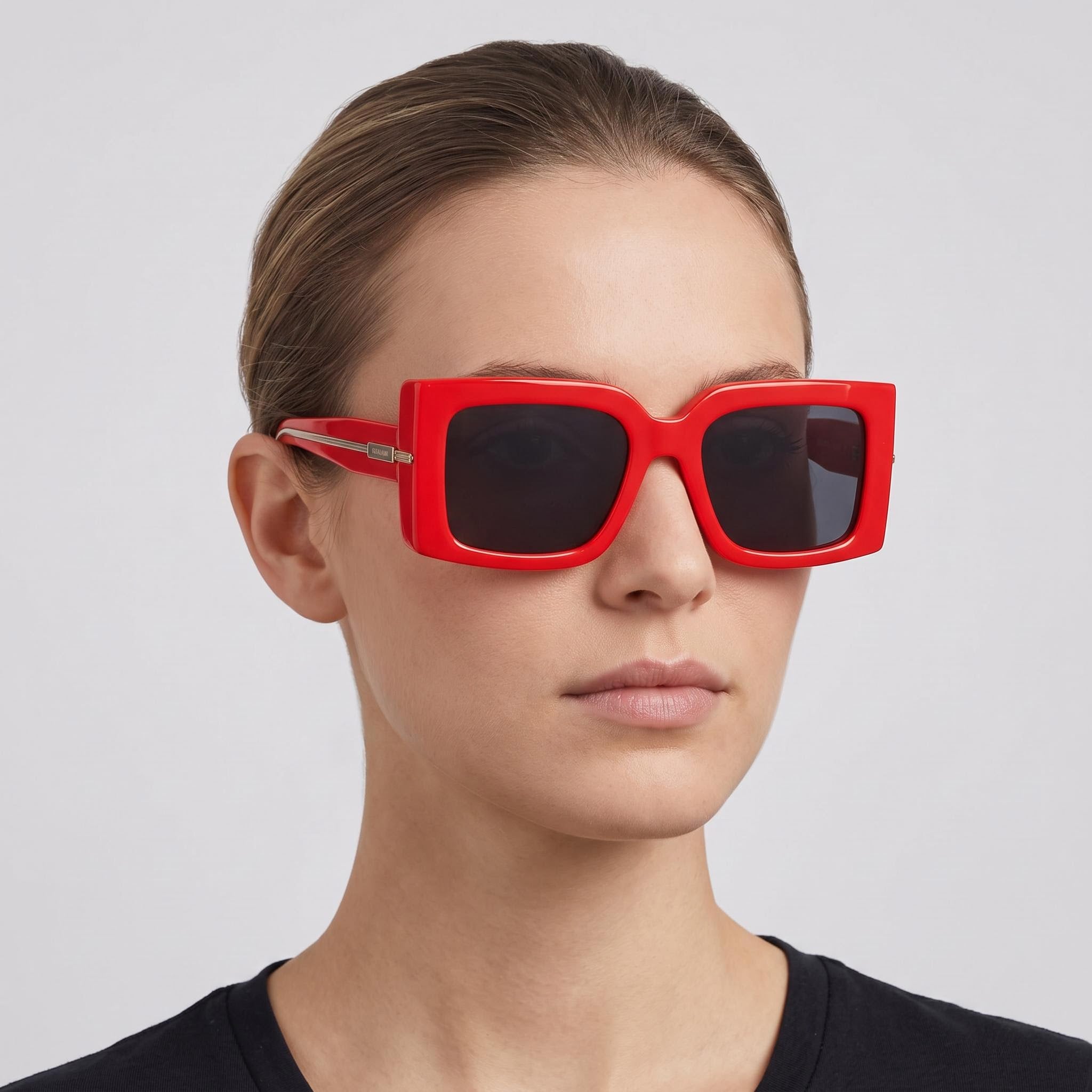 Ferragamo Sf2032s Women's Red Titanium Frame Eyewear with Grey Solid Color Non-Polarized Lenses 55-19-140, Photo 5