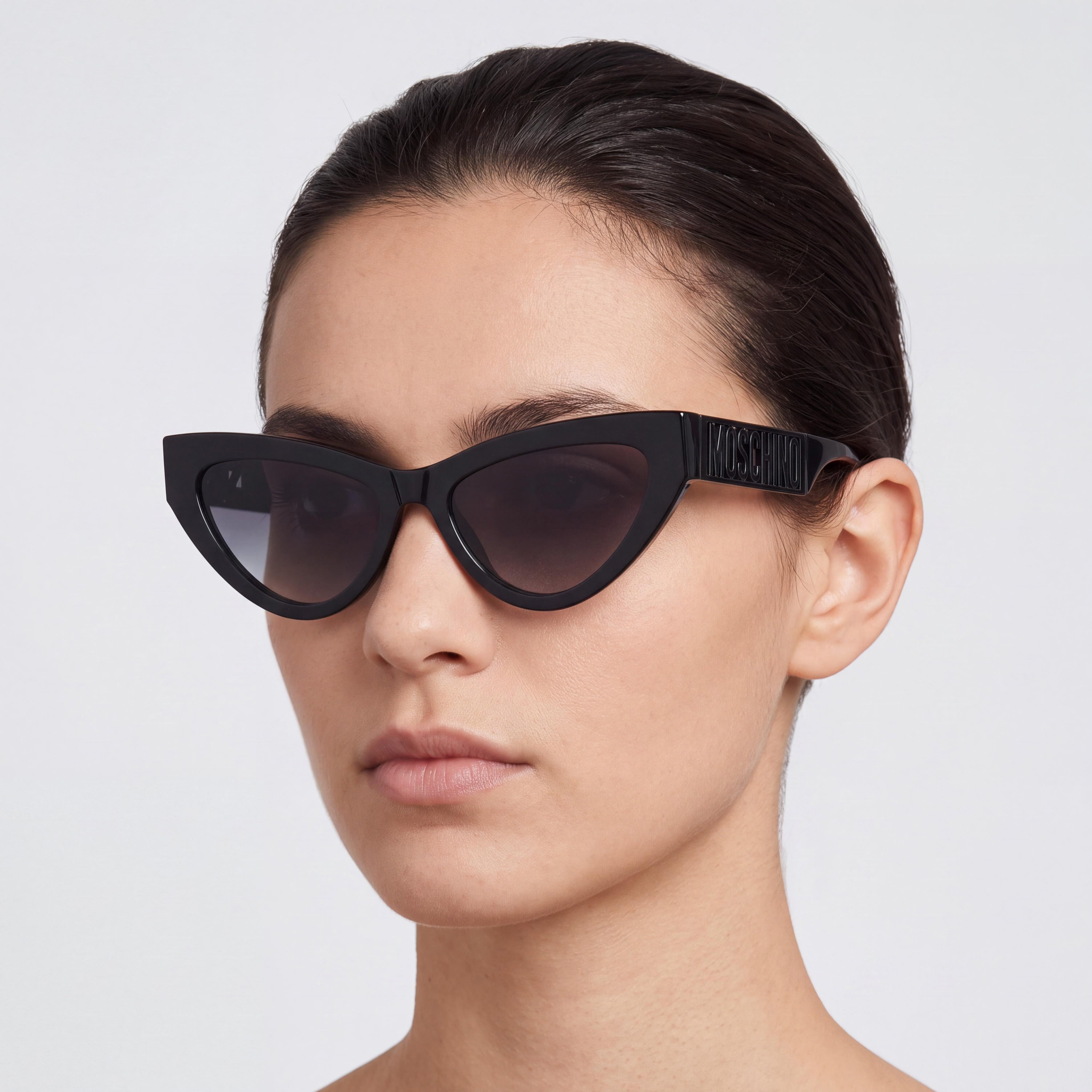 Moschino MOS170/S Women's Black Acetate Frame Dark Grey Shaded Lens Non-Polarized Sunglasses 55mm, Photo 4