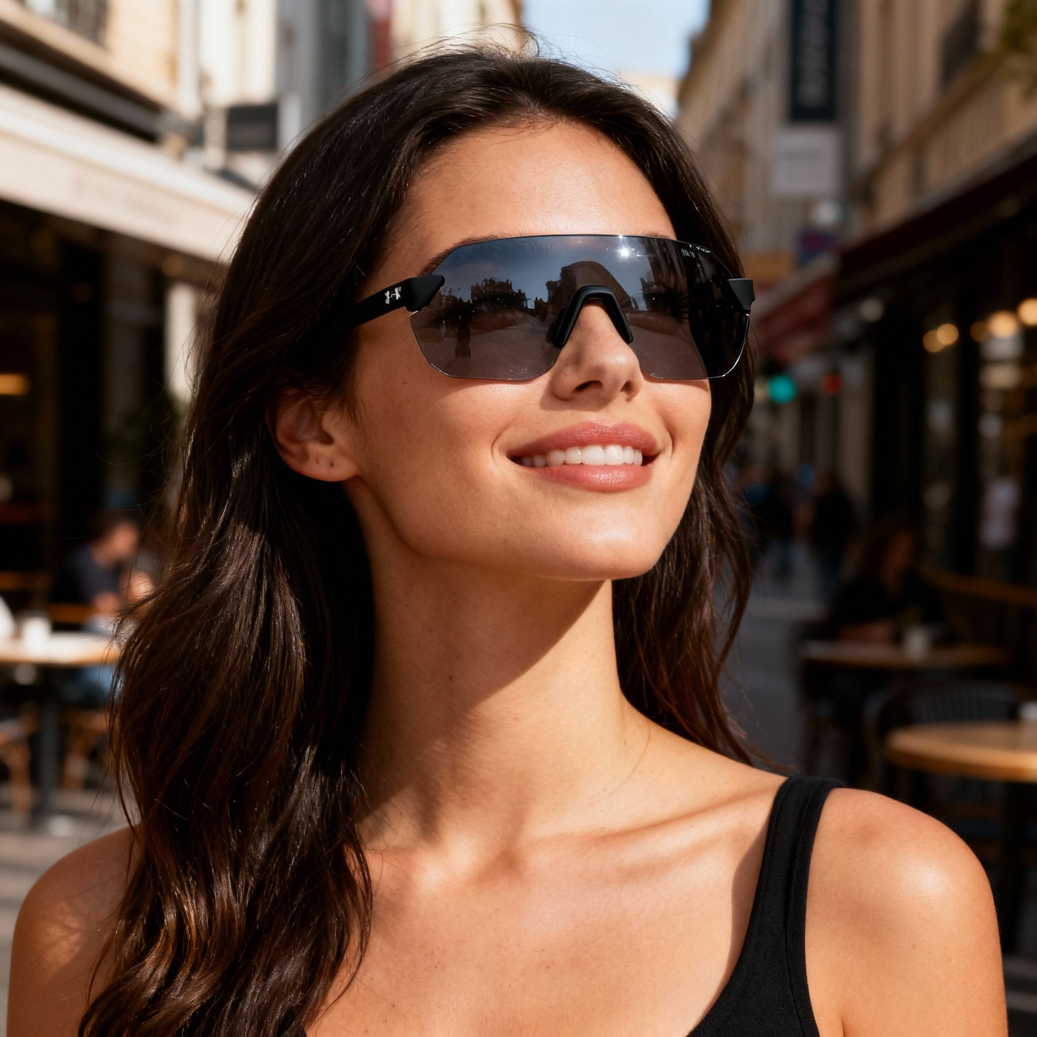 Under Armour HALFTIME/F Asian Fit Classic Unisex Sunglasses - Matte Black Polycarbonate Frame, Grey Lenses (99mm), Photo 4