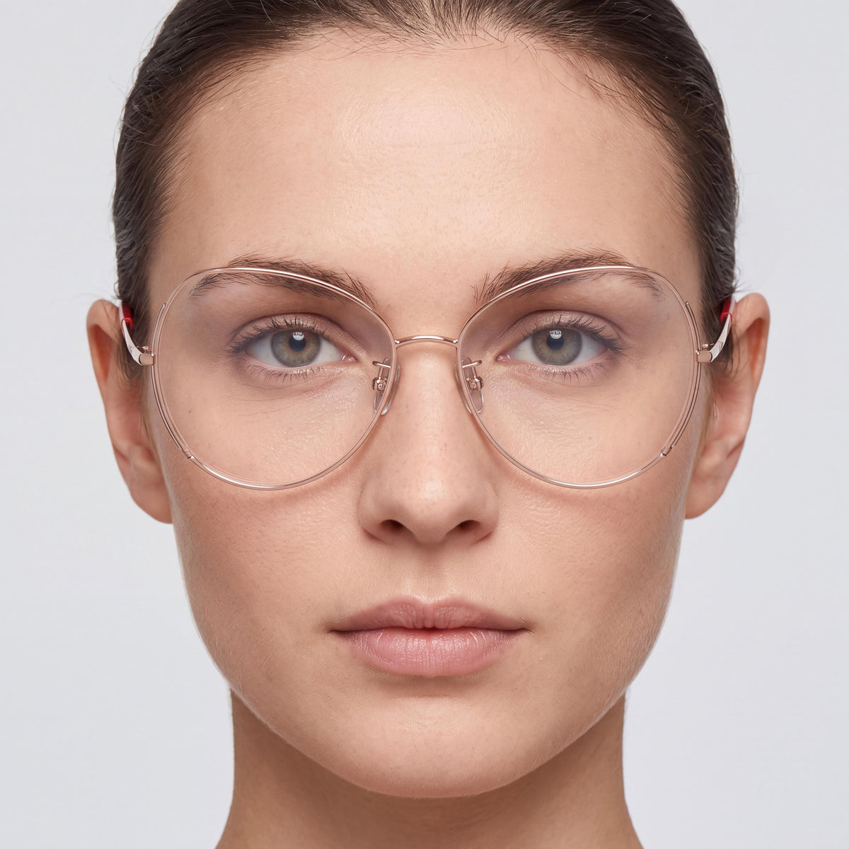 MaxMara MM5001-H Women's Full Rim Oval Metal Eyeglasses Shiny Rose Gold Frame Clear Lens 57mm, Photo 4