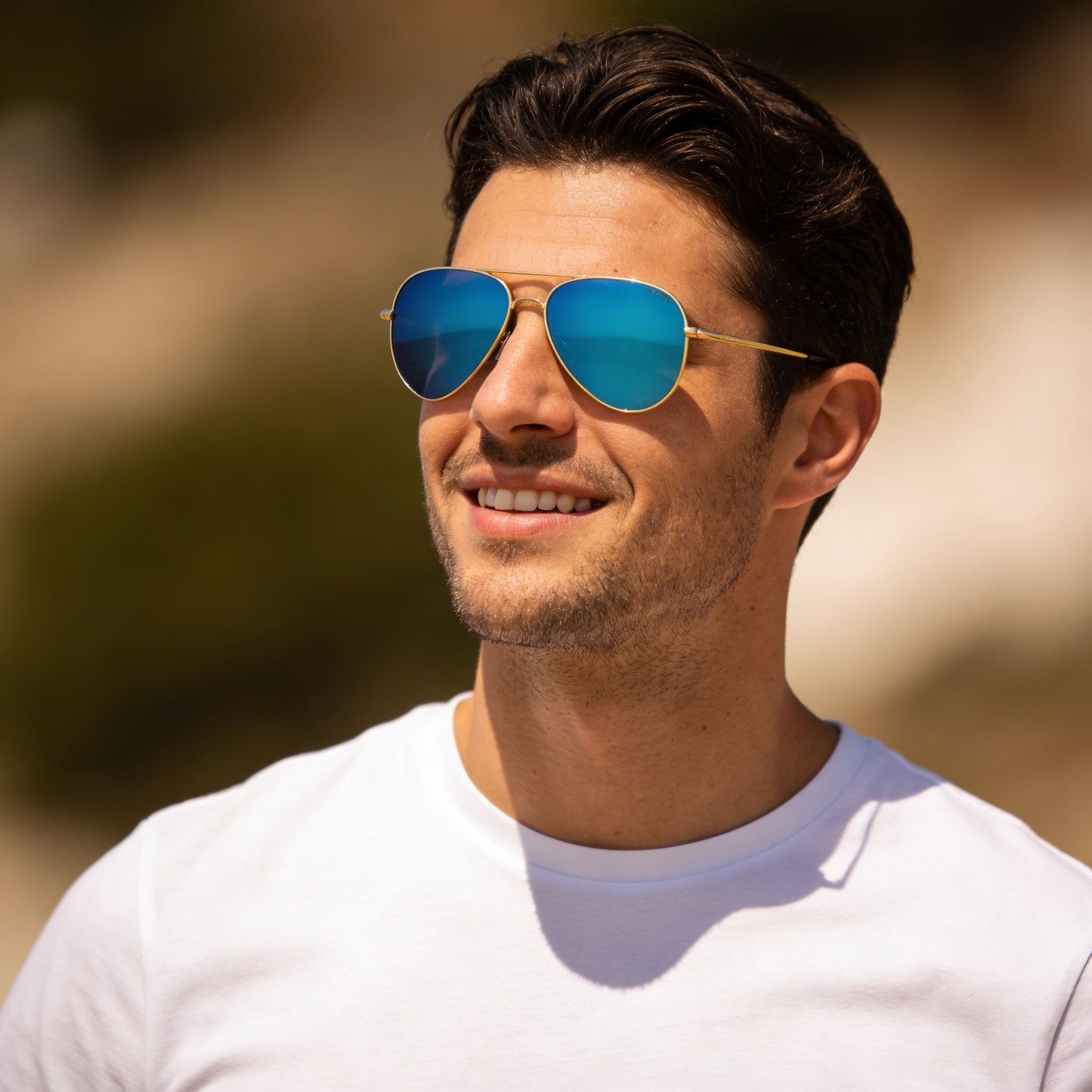 Polaroid Men's Aviator Metal Sunglasses UV 400 Gold Gray Silver Mirrored Frame Gray Blue Mirror Lens 54-25-136, Photo 4