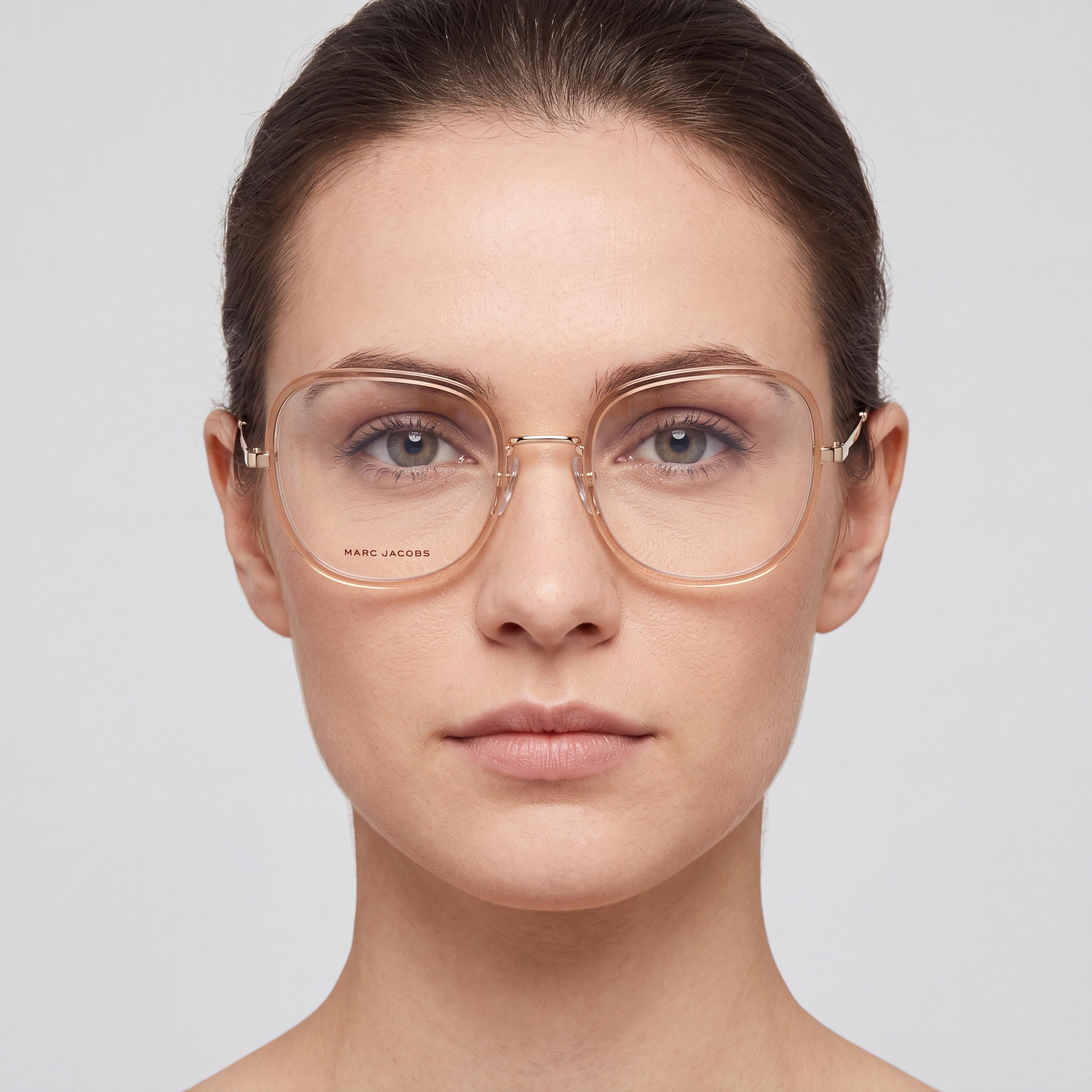 Marc Jacobs Modern Eyewear for Women, Beige Gold Alloy Steel Frame, Polycarbonate Lenses 53mm, Photo 4