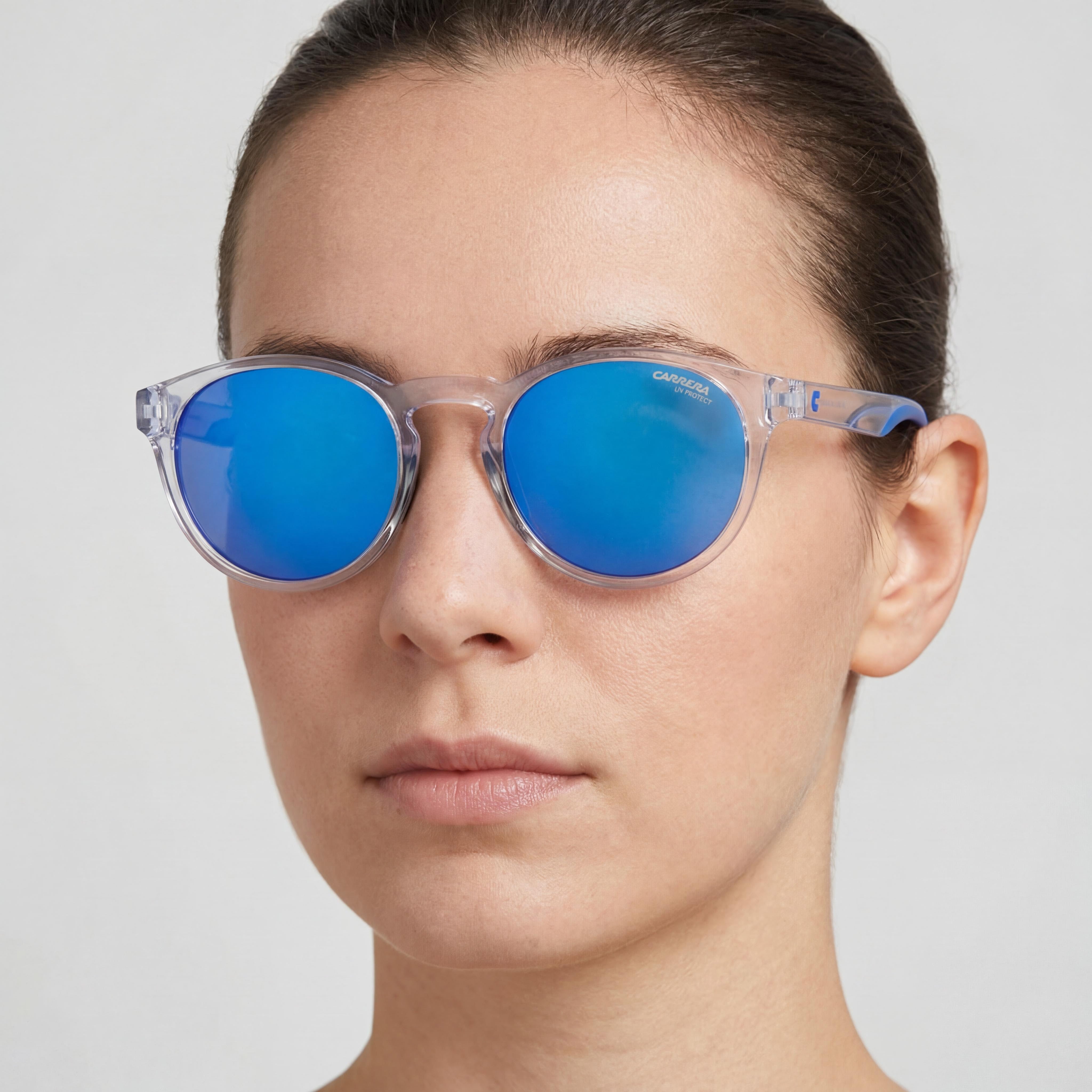 Gafas de sol Carrera 8056/S unisex con montura de propionato blanco transparente, multicapa azul, protección 100 % UV, 51 mm, Photo 3
