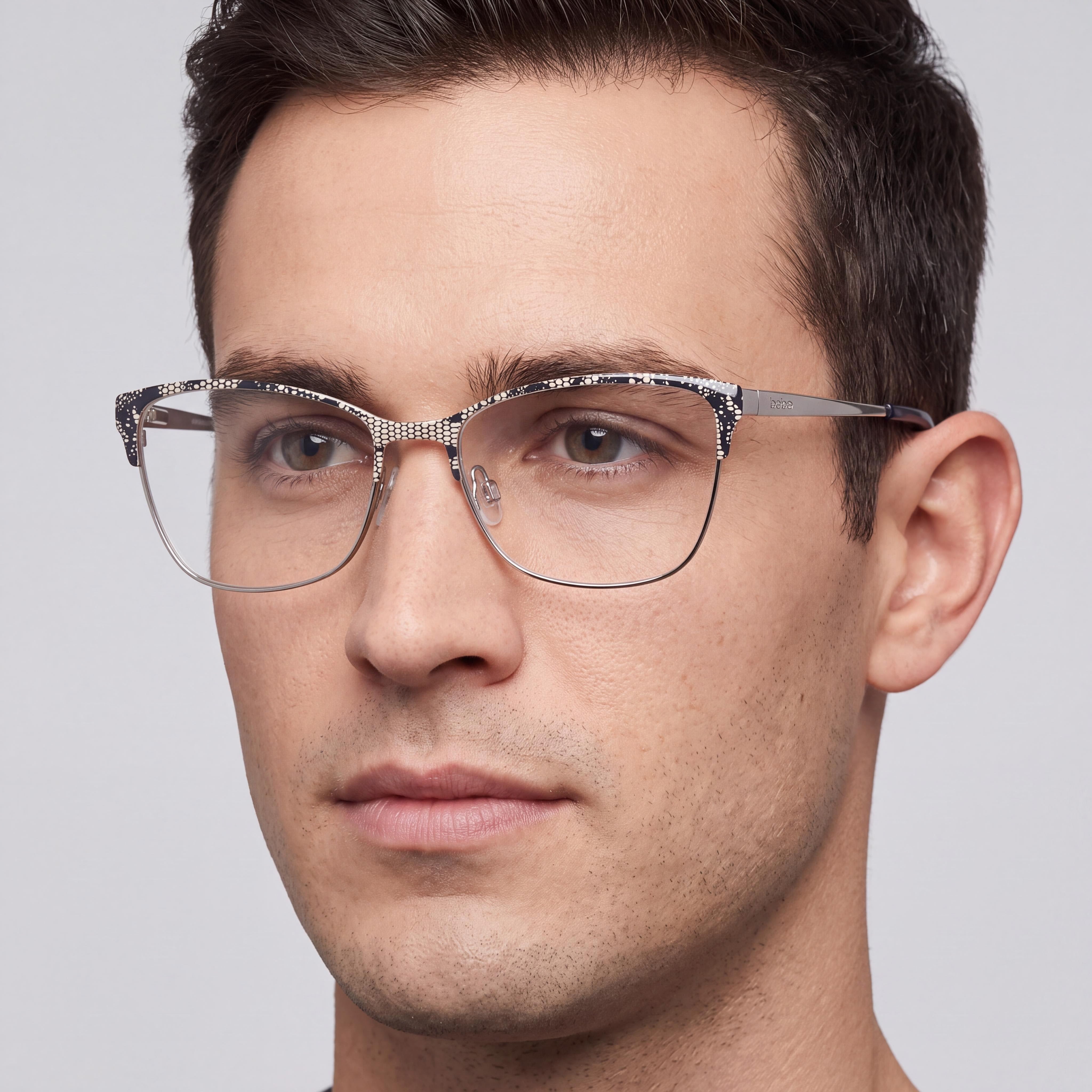 Gafas bebe Bb5221 de acetato azul marino con cordones para hombre con lentes transparentes de policarbonato - Talla 52-16-135mm, Photo 3